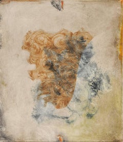 "Siren III", Italianate painterly monoprint in umber, sanguine, blue, orange.