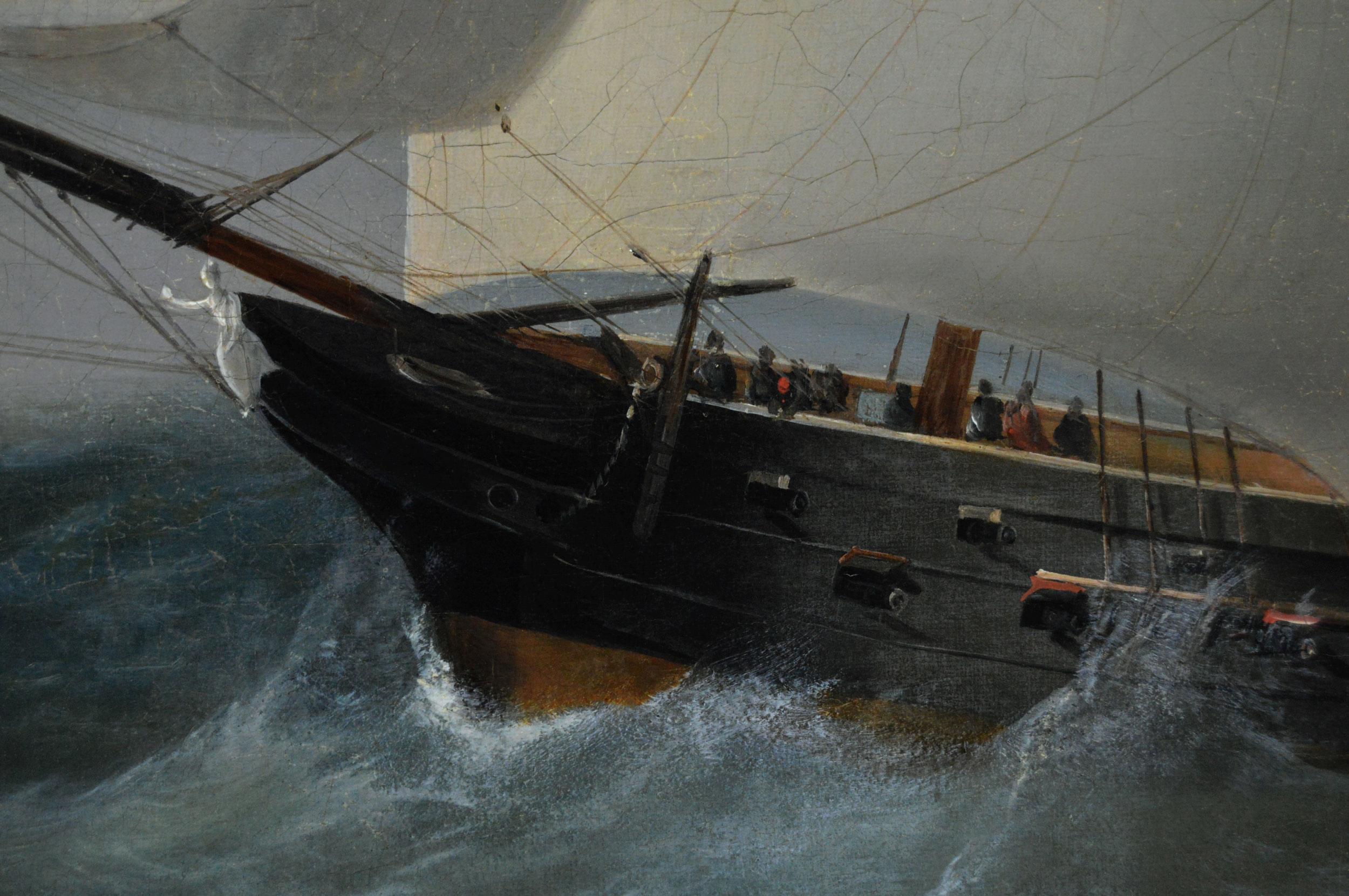 Joseph Heard
Britannique, (1799-1859)
West Indiaman au large du phare d'Eddystone
Huile sur toile, signée
Taille de l'image : 28.25 pouces x 40.25 pouces 
Dimensions, y compris le cadre : 34 pouces x 46 pouces
Provenance : The Parker Gallery, 2