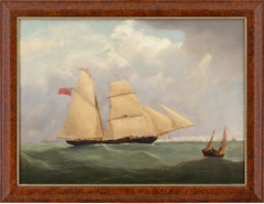 Antique Joseph Heard (Circle), The Brigantine Shamrock On Choppy Waters