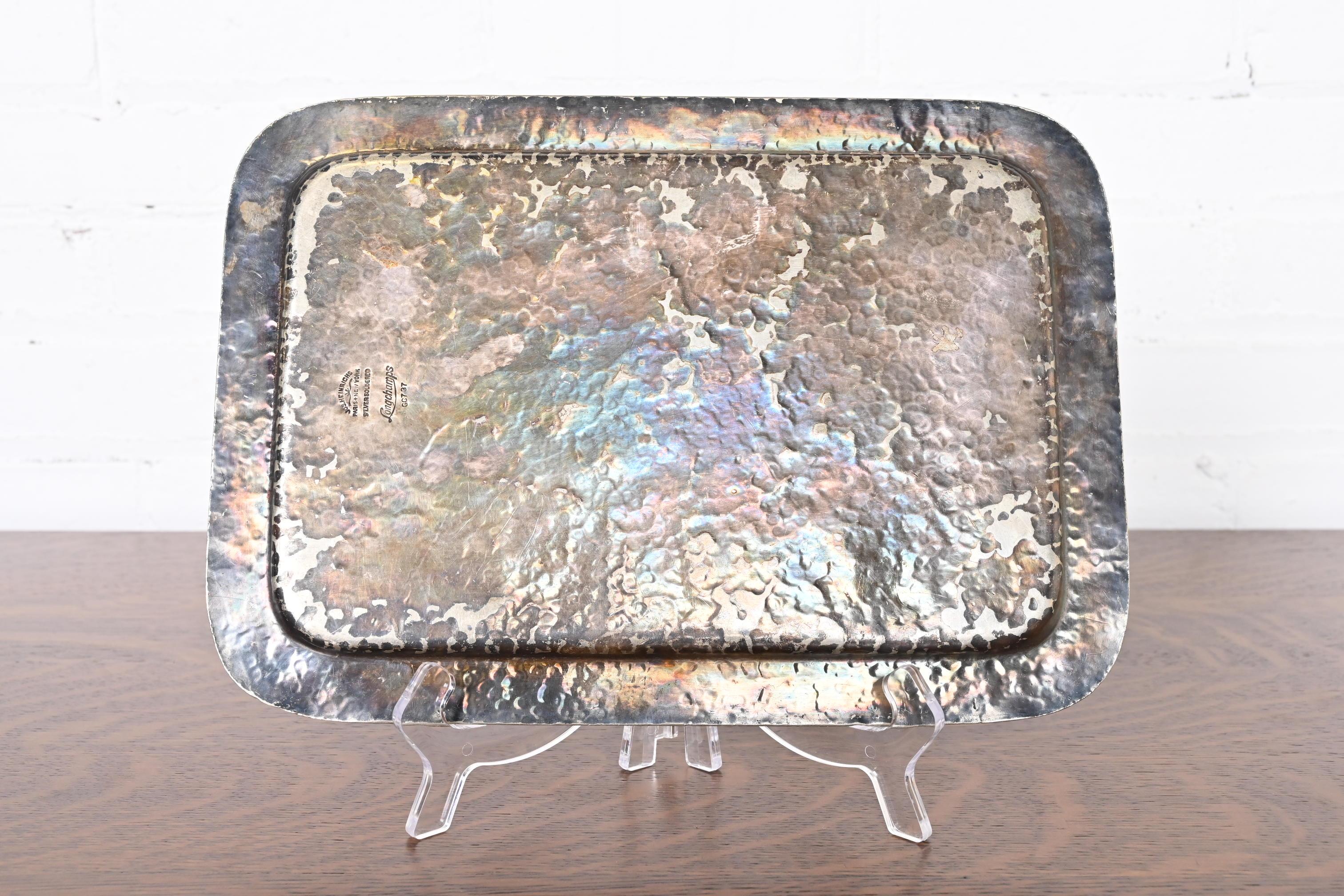 Bandeja para bebidas de plata martillada a mano Joseph Heinrichs Arts and Crafts en venta 2