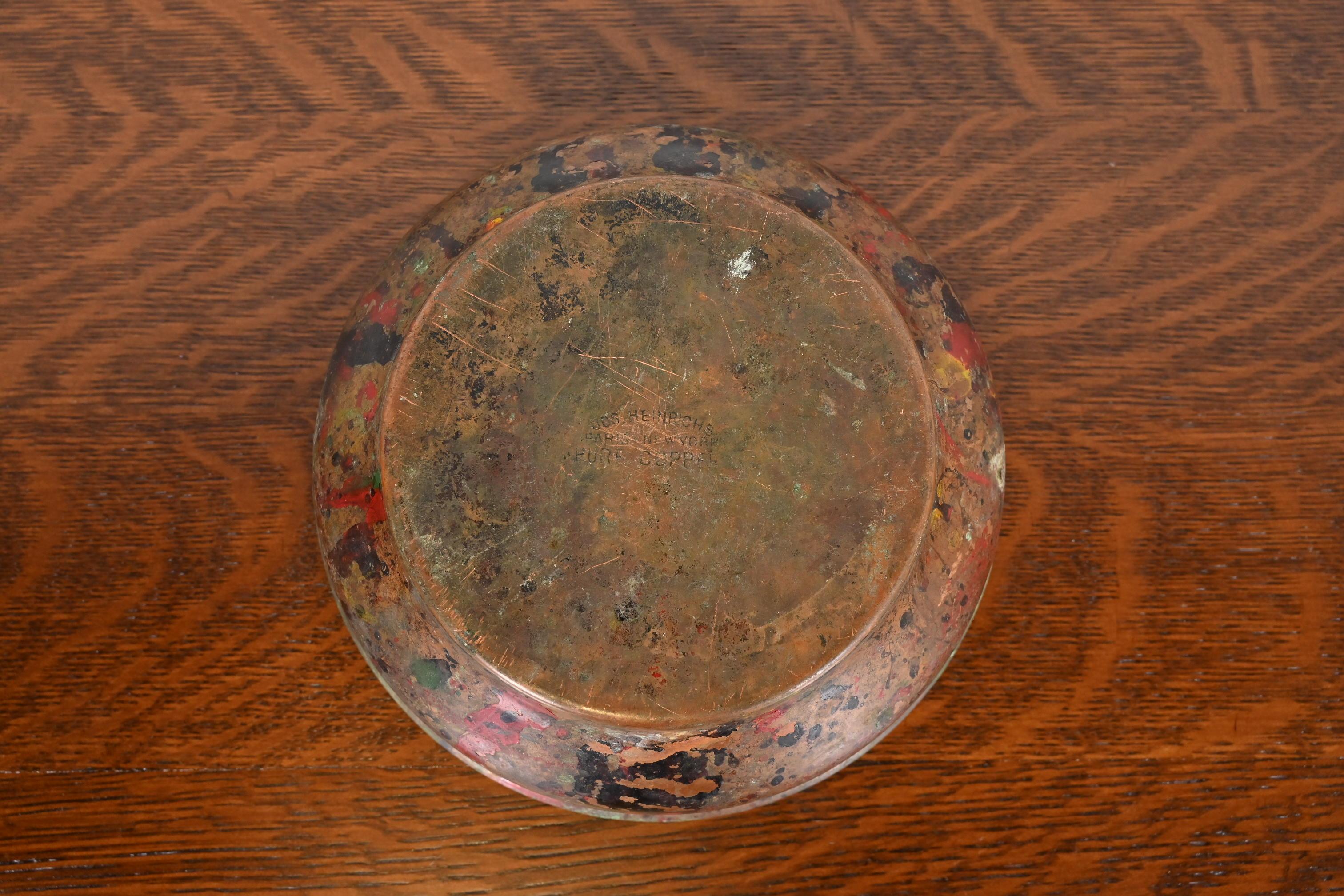 Joseph Heinrichs Arts and Crafts Painted Copper Bowl 4