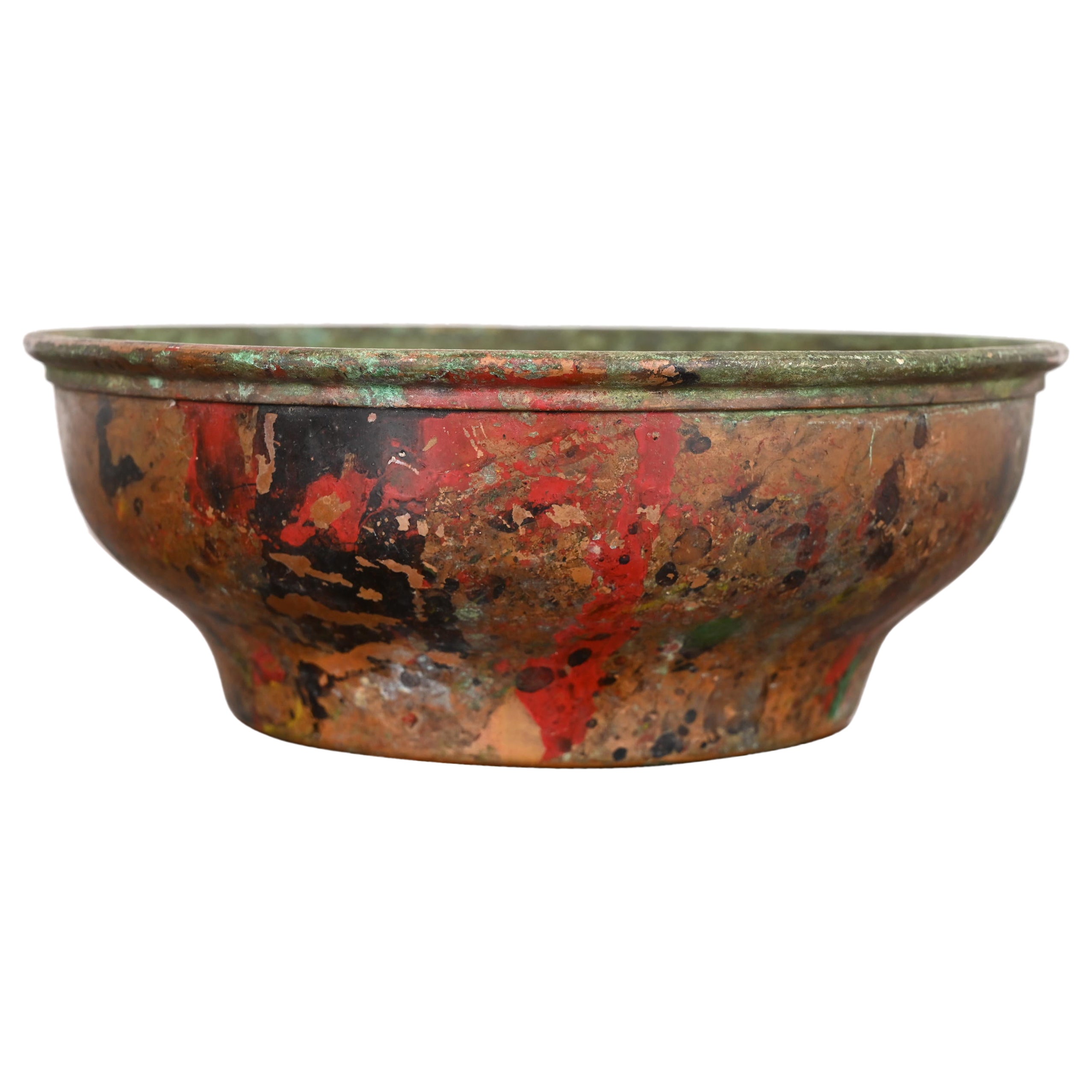 Joseph Heinrichs Arts and Crafts Painted Copper Bowl