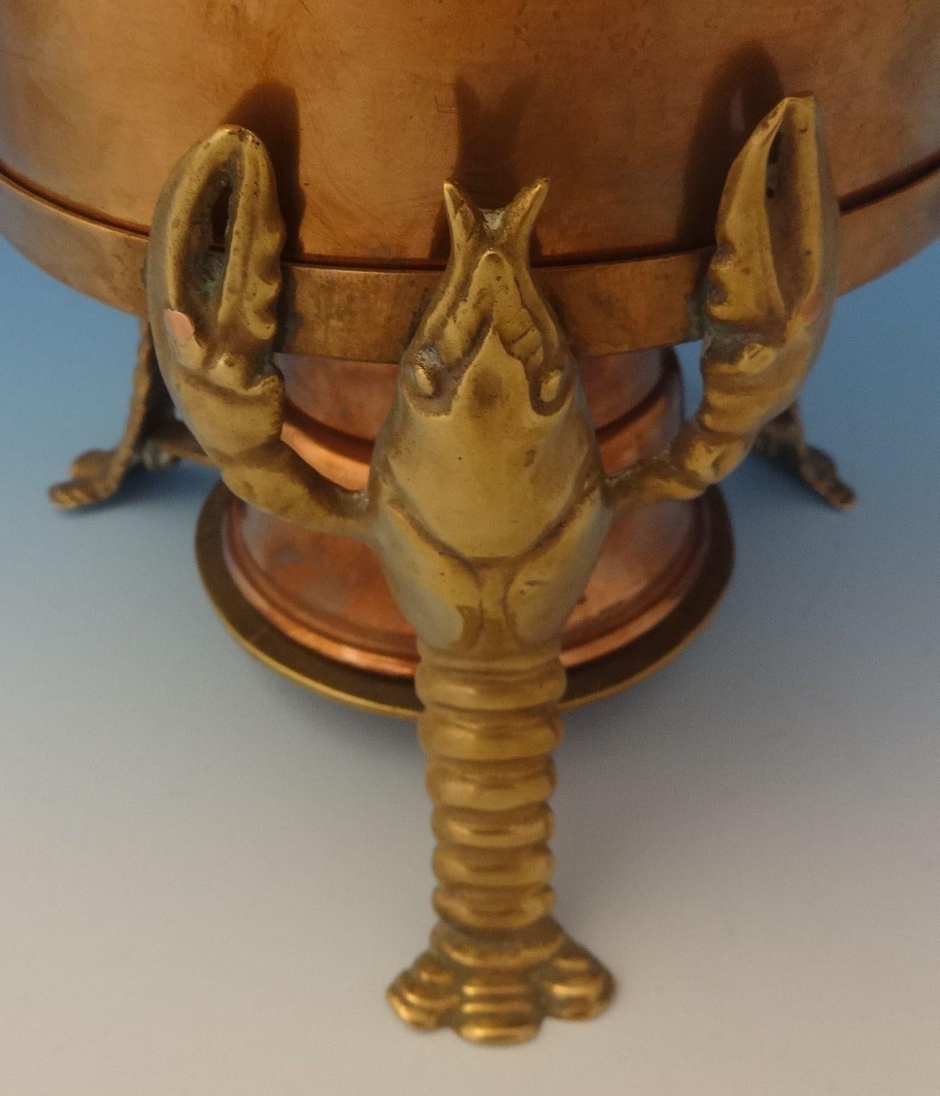 Joseph Heinrichs Lobster Pot Copper and Bronze with 3-D Lobsters In Excellent Condition In Big Bend, WI