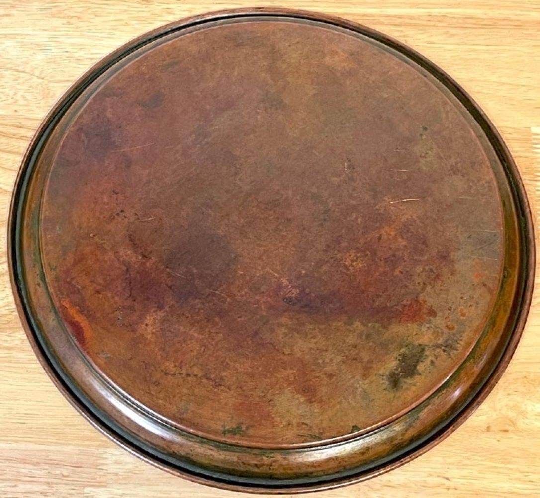 Joseph Heinrichs Native American Style Copper, Abalone & Shell Inlaid Salver For Sale 2