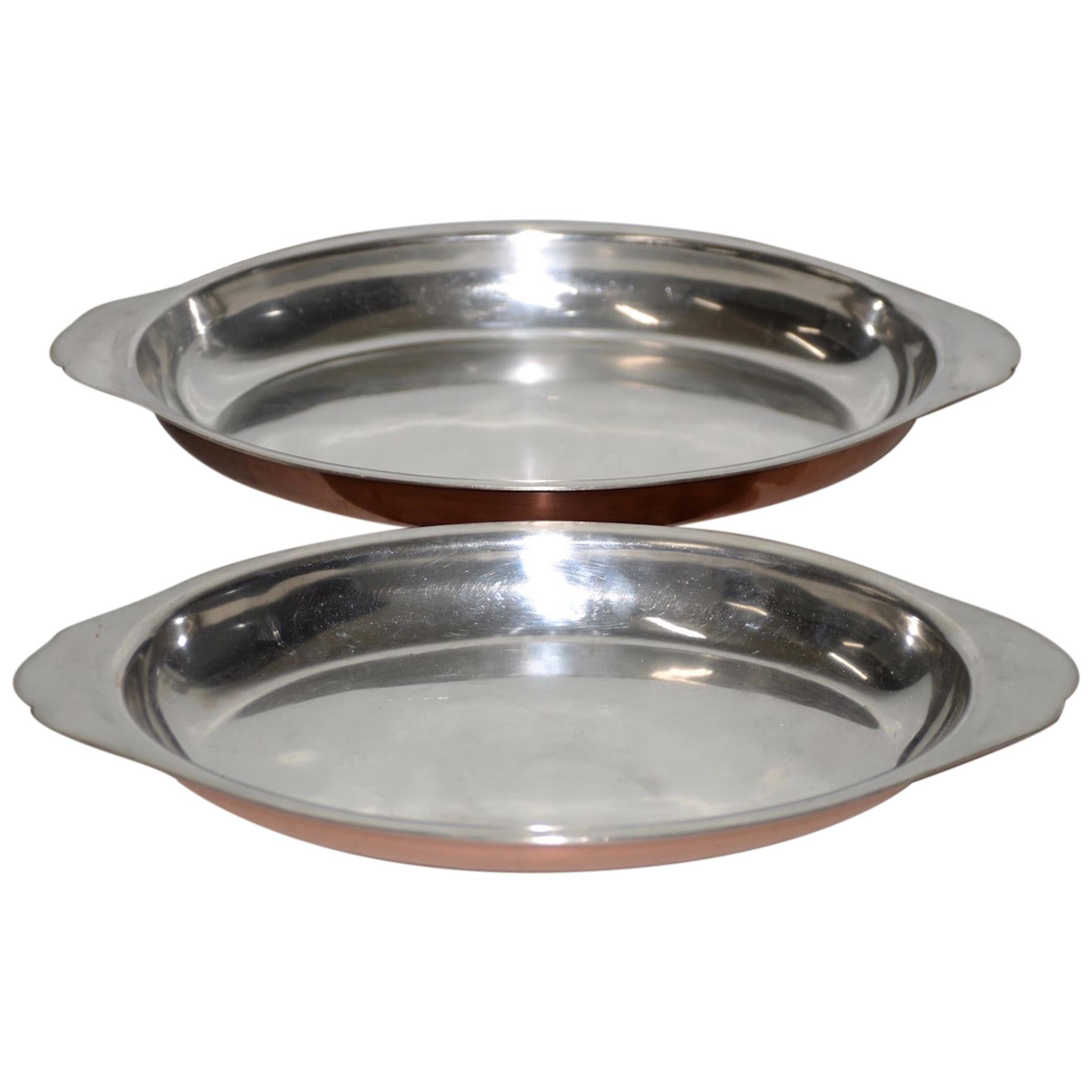 Joseph Heinrichs, New York. Pure Copper and Sterling Silver Platters For Sale