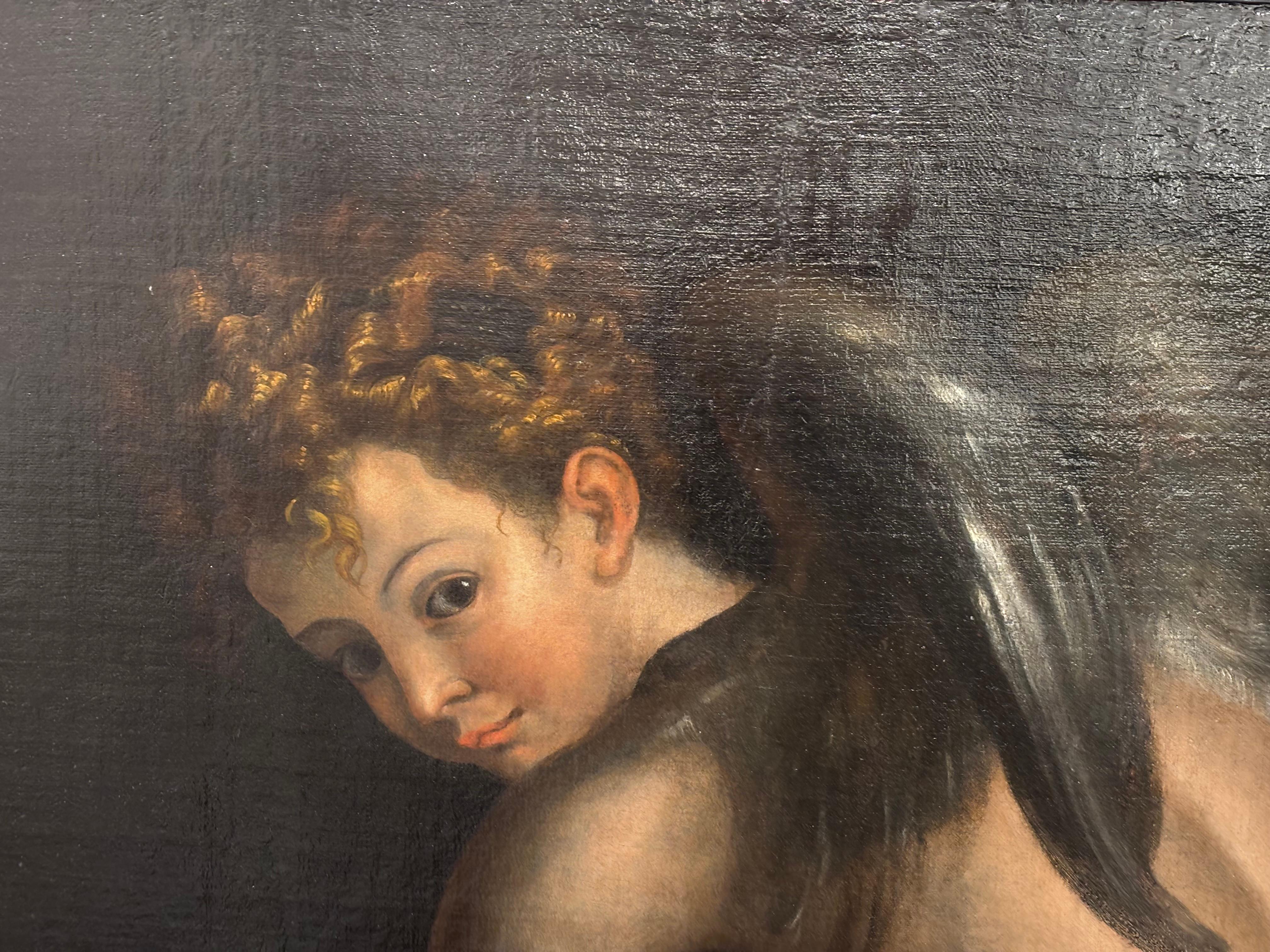 Amor Cutting Bow, Parmigianino, Old Master, Mannerism, Prague, grande peinture en vente 3