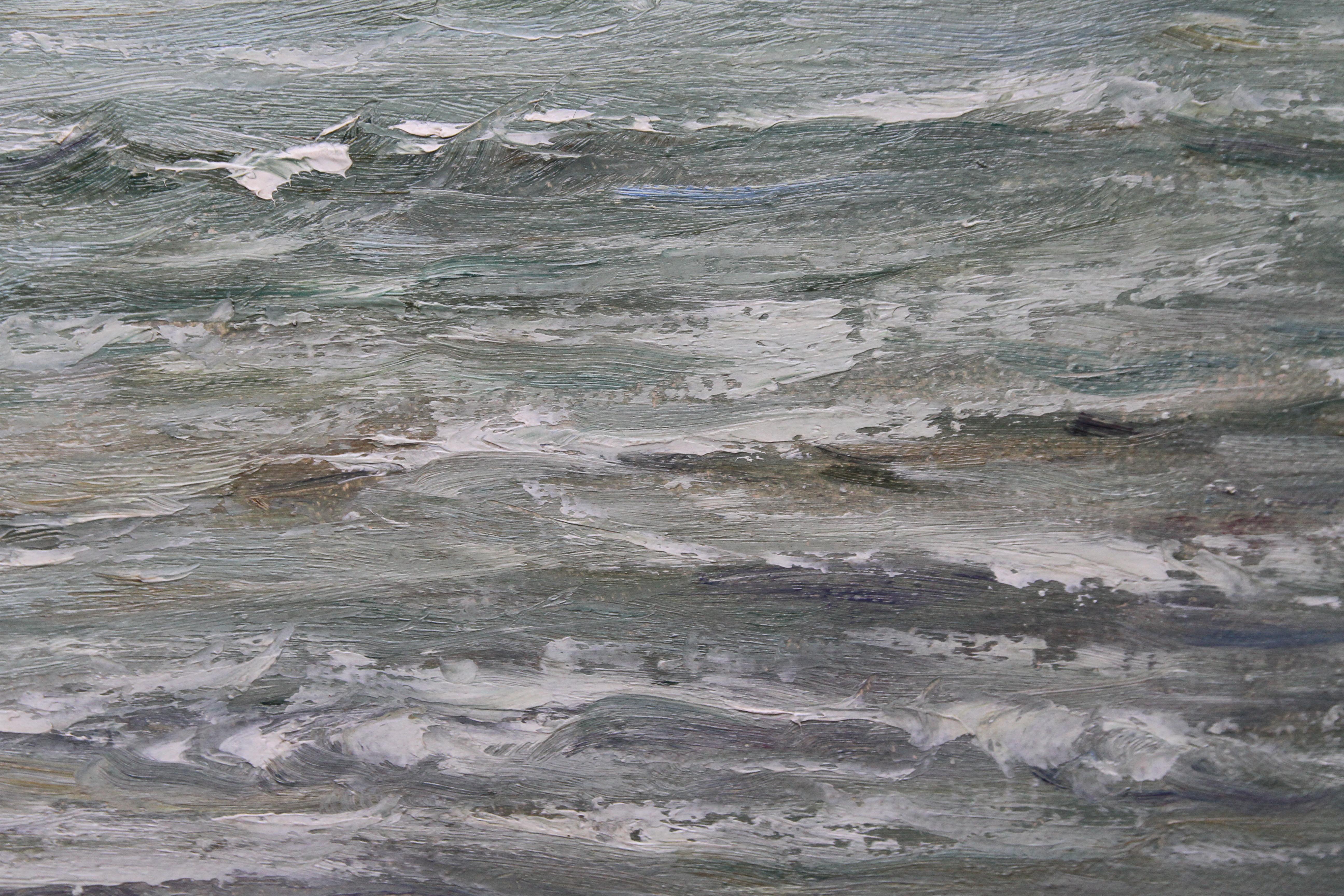 Clearing After The Rain - Scottish 19thC Impressionist art seascape oil painting - Gray Landscape Painting by Joseph Henderson R.S.W
