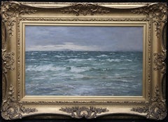 Nettoyage après la pluie - peinture à l'huile écossaise impressionniste du 19e siècle:: paysage marin