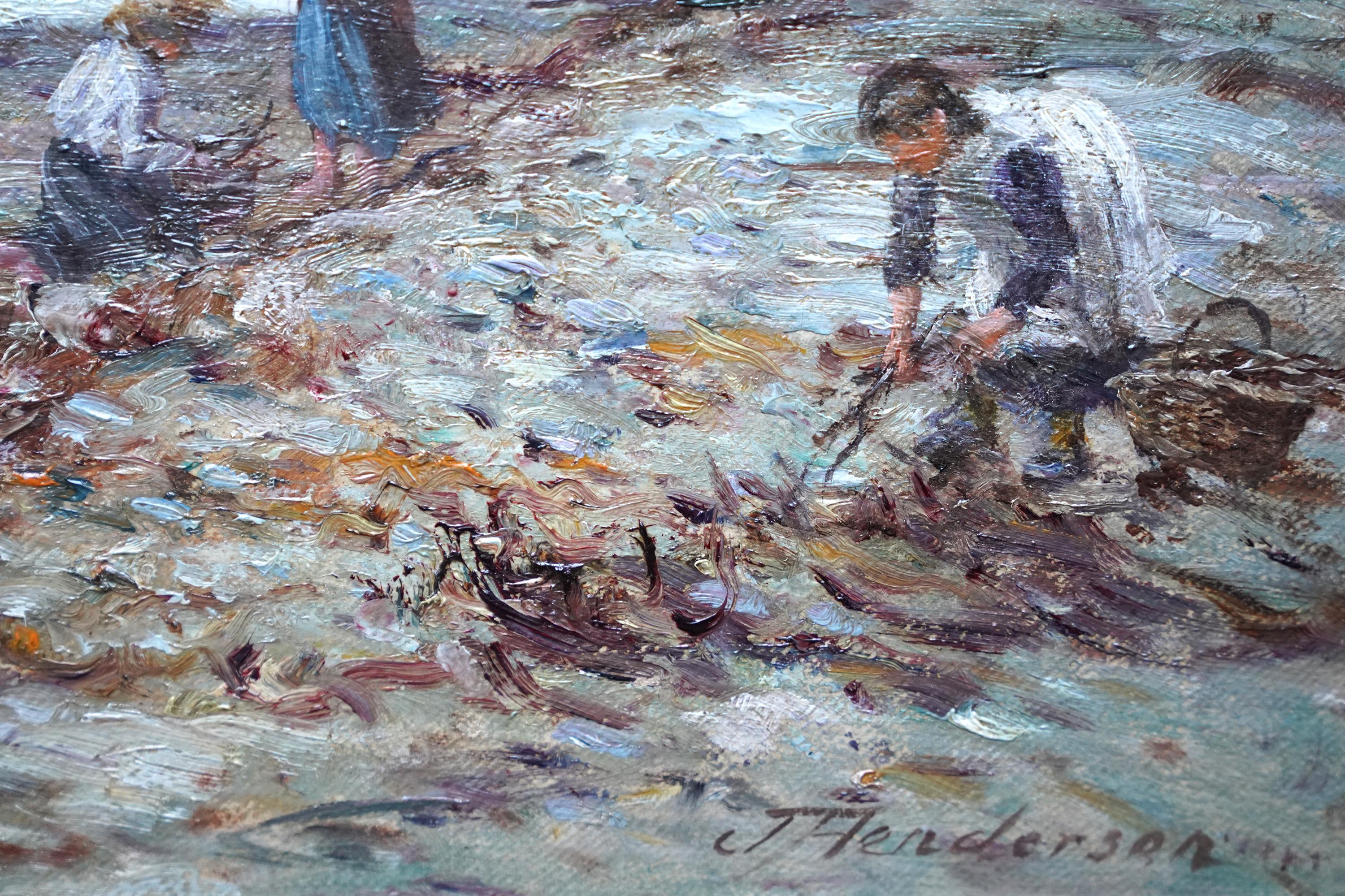 Küstenlandschaft mit Kindern - Schottisches figuratives Ölgemälde aus der viktorianischen Kunst im Angebot 4