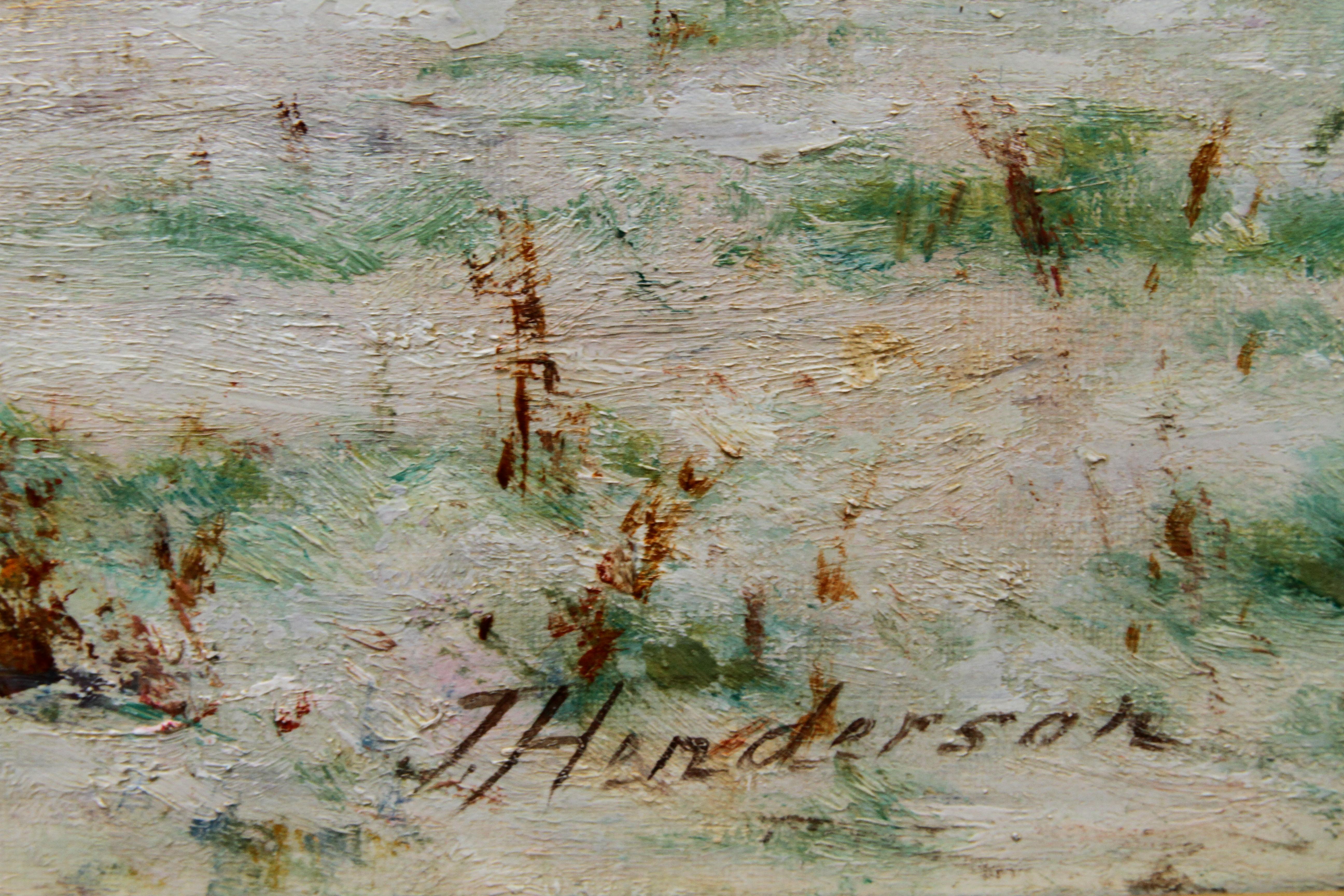 Kintyre from Arran - Scottish art 19thC Impressionist coastal oil painting 2
