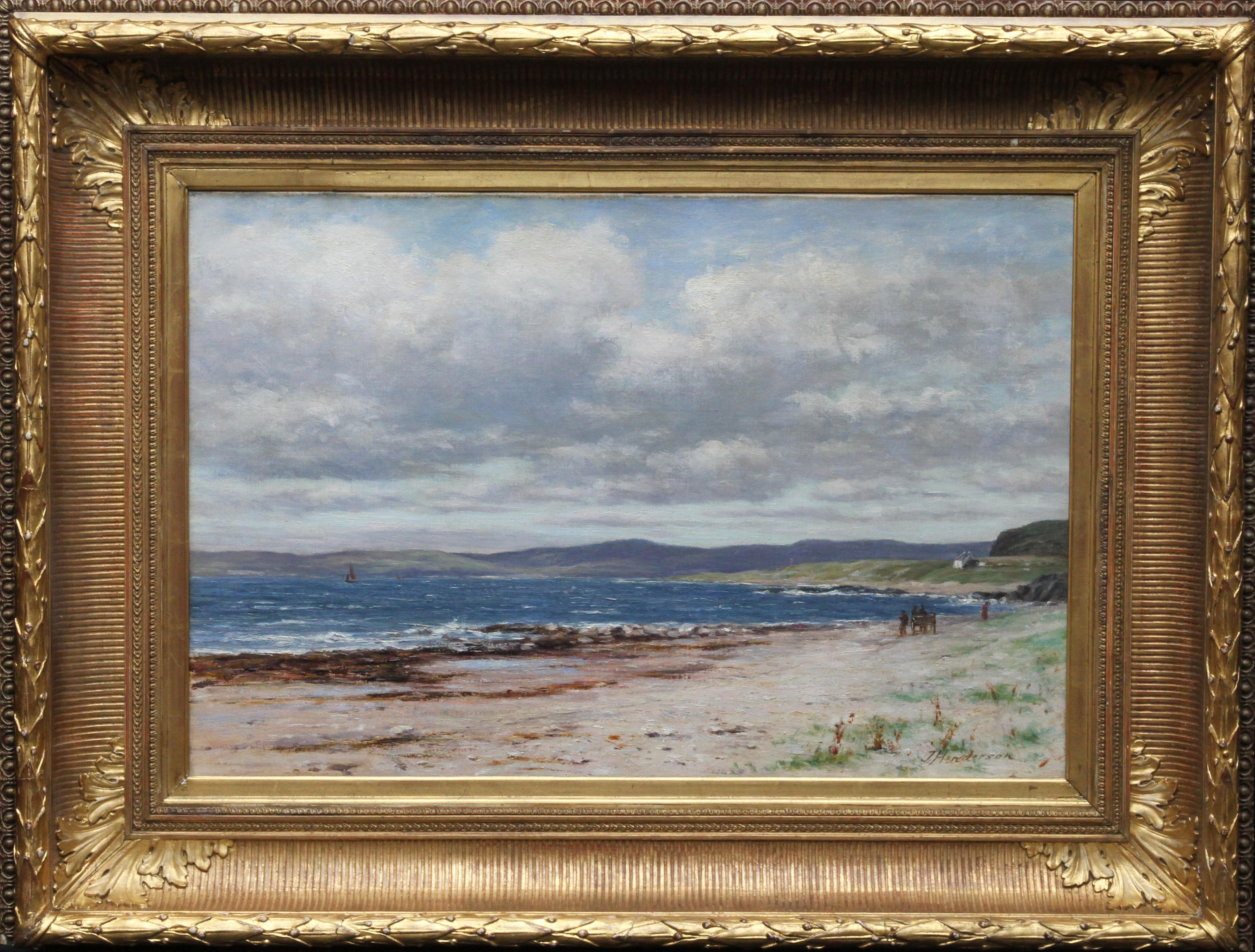 Landscape Painting Joseph Henderson R.S.W - Kintyre depuis Arran - Art �écossais Peinture à l'huile impressionniste du 19ème siècle
