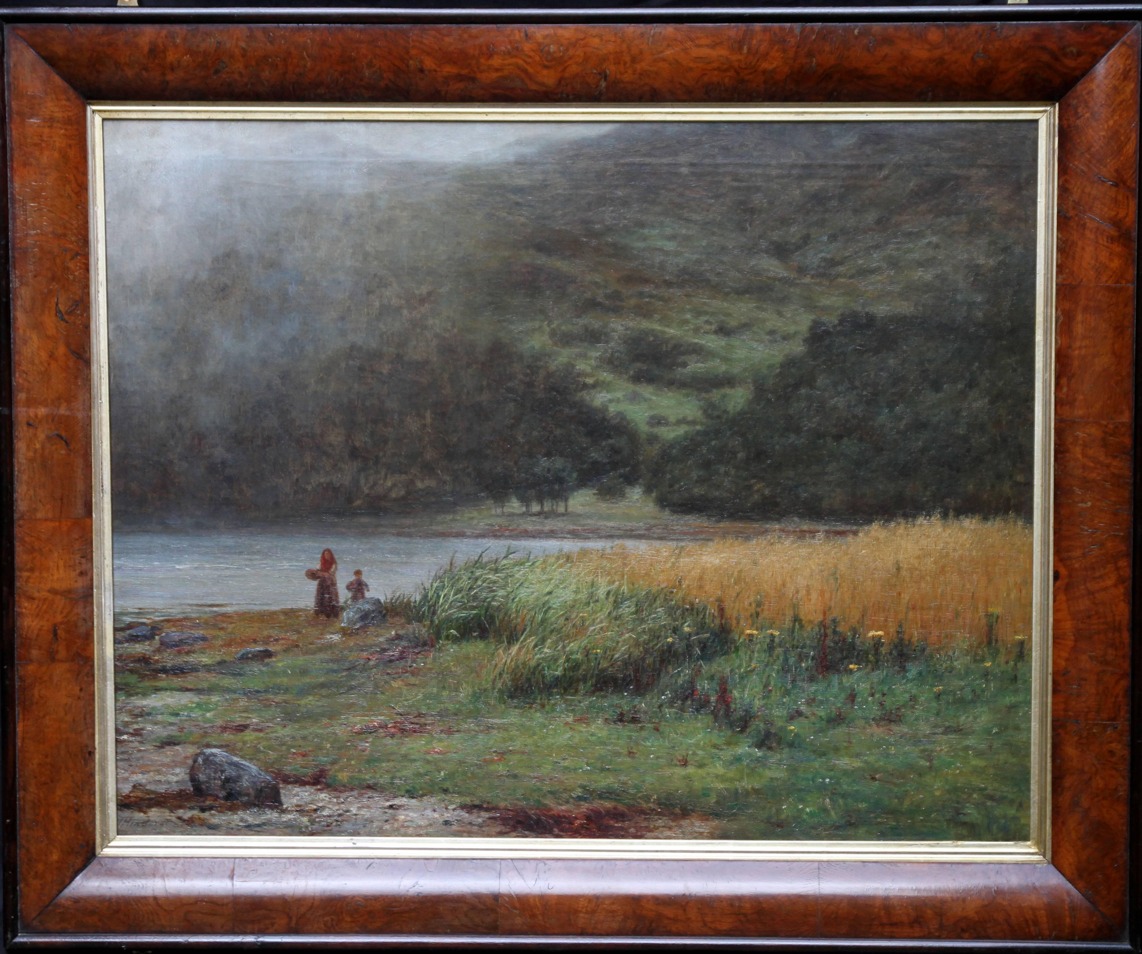 Joseph Henderson R.S.W Landscape Painting - Misty Loch - Scottish 19th Century art landscape oil painting Highlands Scotland