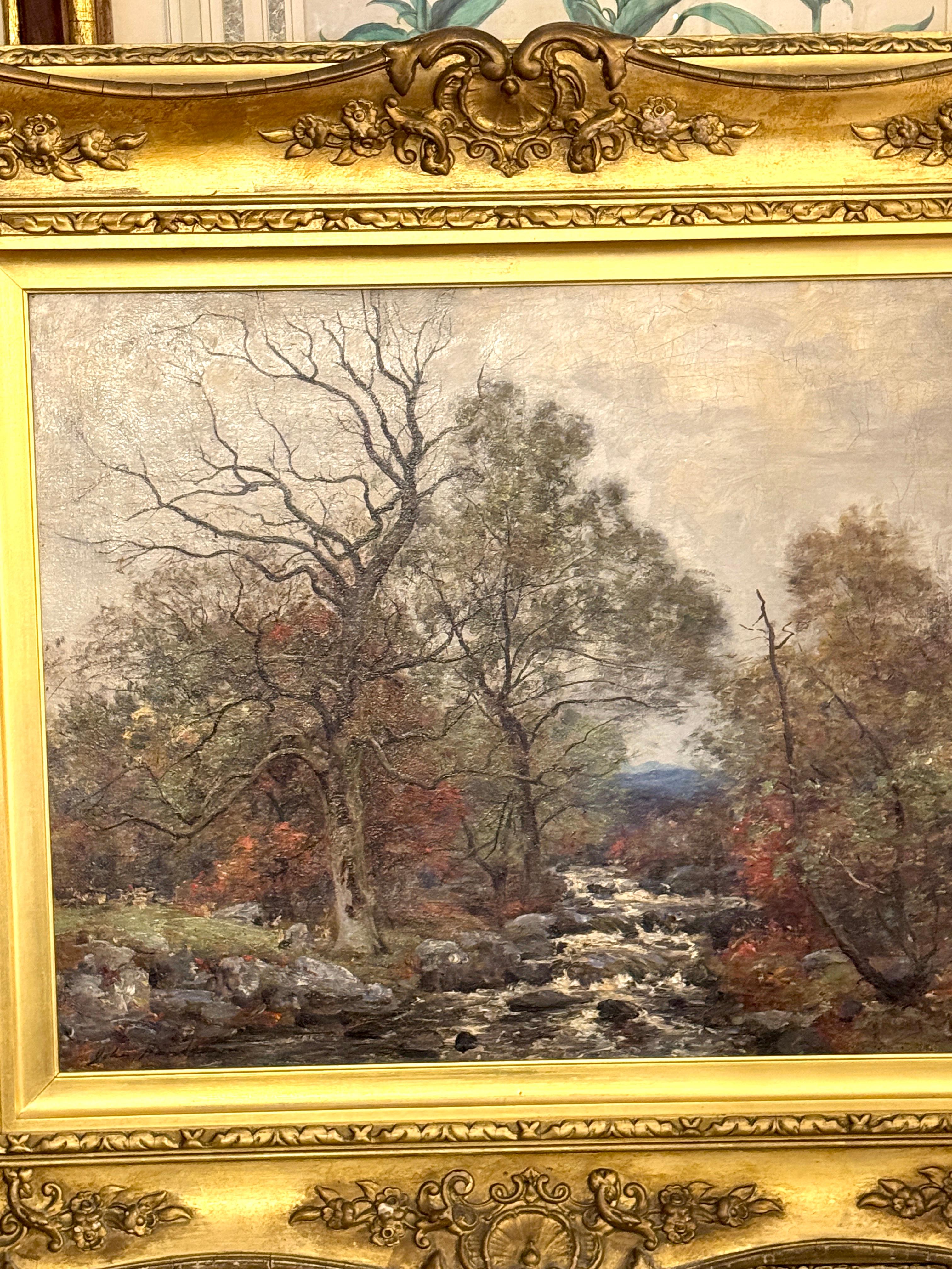 Paisaje fluvial escocés de principios del siglo XX, el río Moriston Escocia - Painting de Joseph Henderson R.S.W