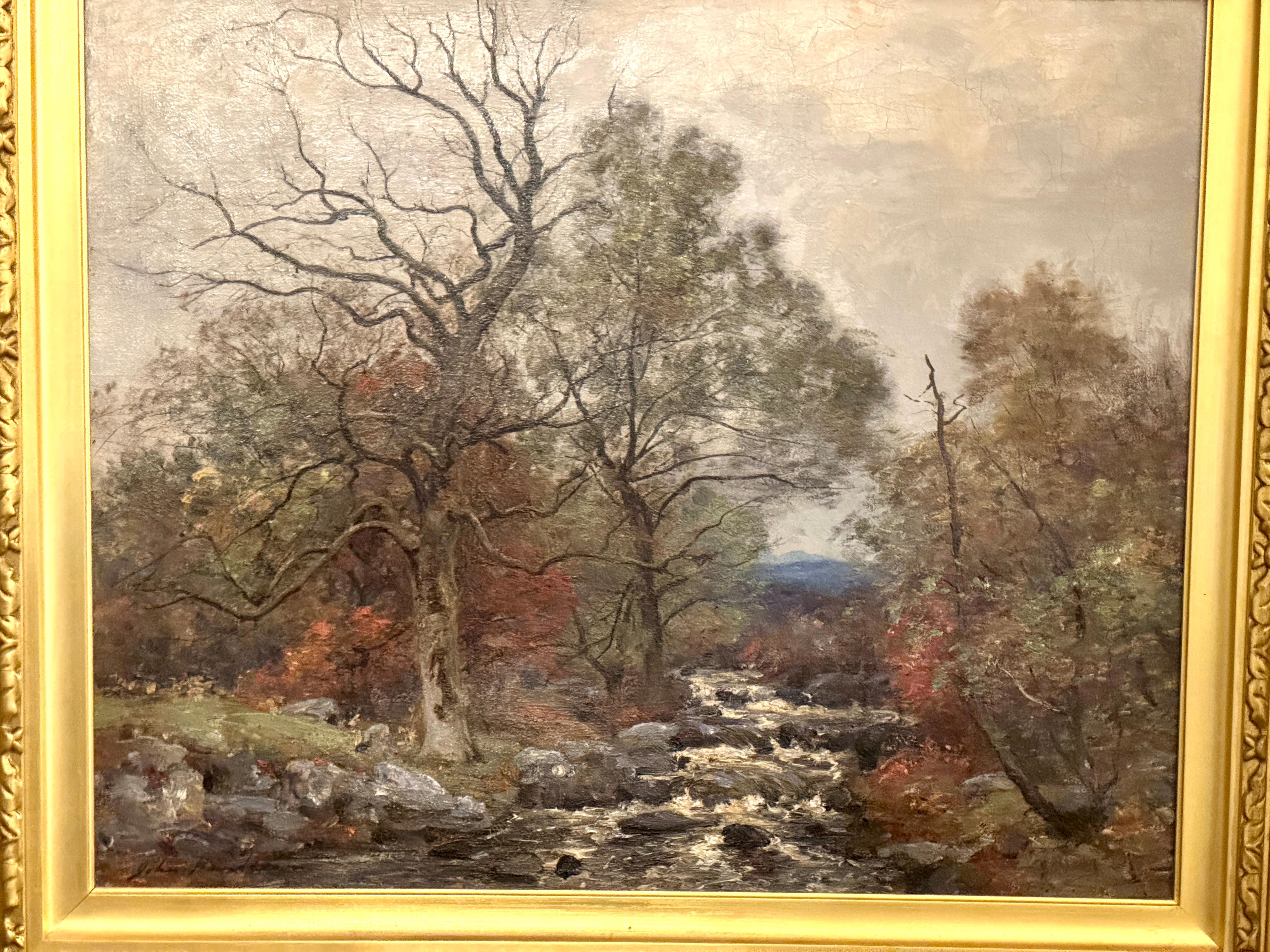 Paisaje fluvial escocés de principios del siglo XX, el río Moriston Escocia - Painting Victoriano de Joseph Henderson R.S.W