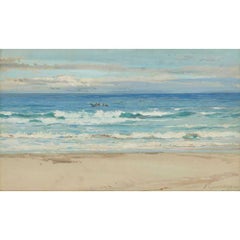 Scottish Impressionist landscape/beach scene children playing by the sunny sea