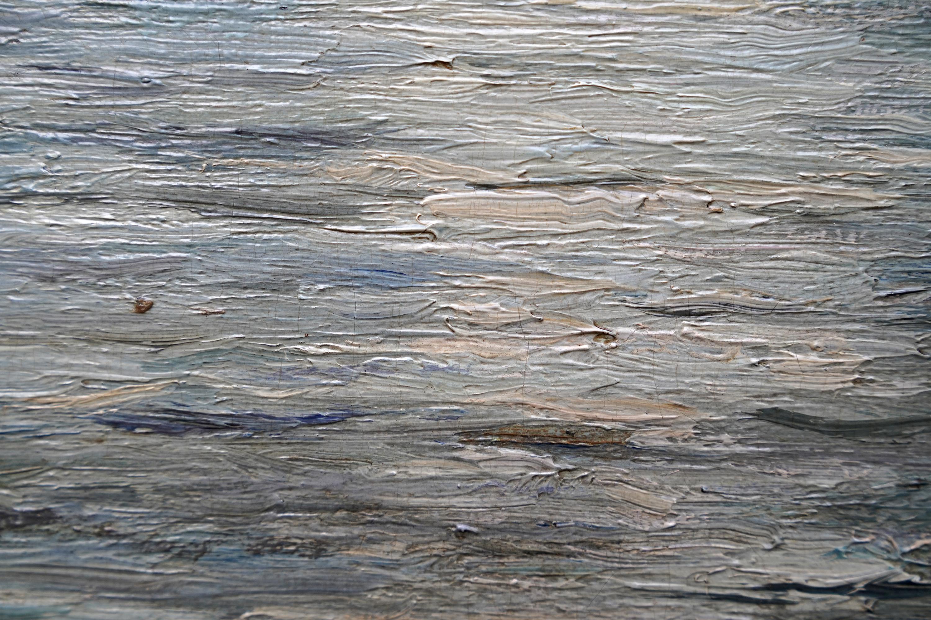 Paesaggio marino con barche e tempesta in arrivo - Quadro ad olio impressionista scozzese del XIX secolo in vendita 4