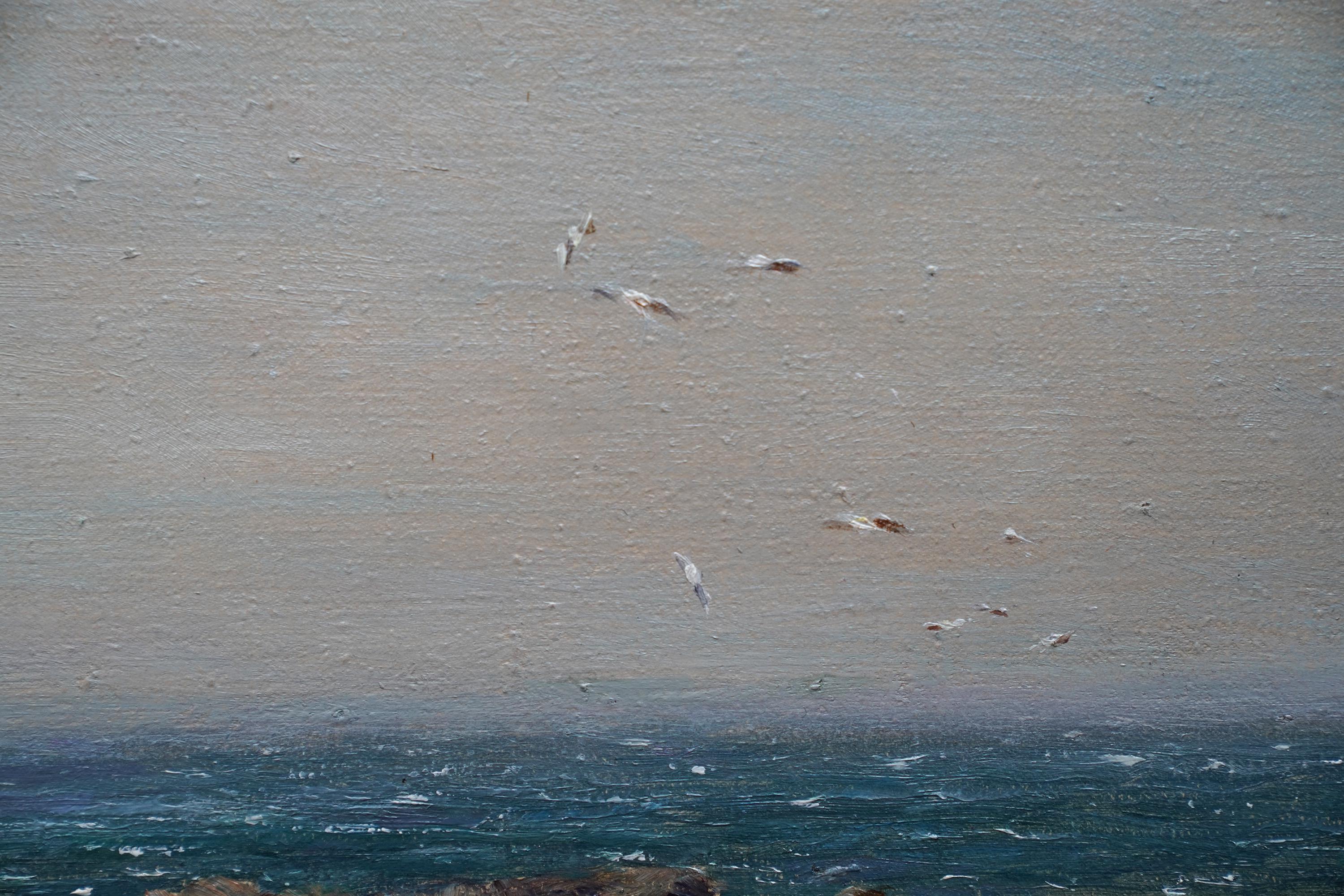 Washing Day in Coastal Landscape - Scottish Victorian Impressionist oil painting For Sale 6