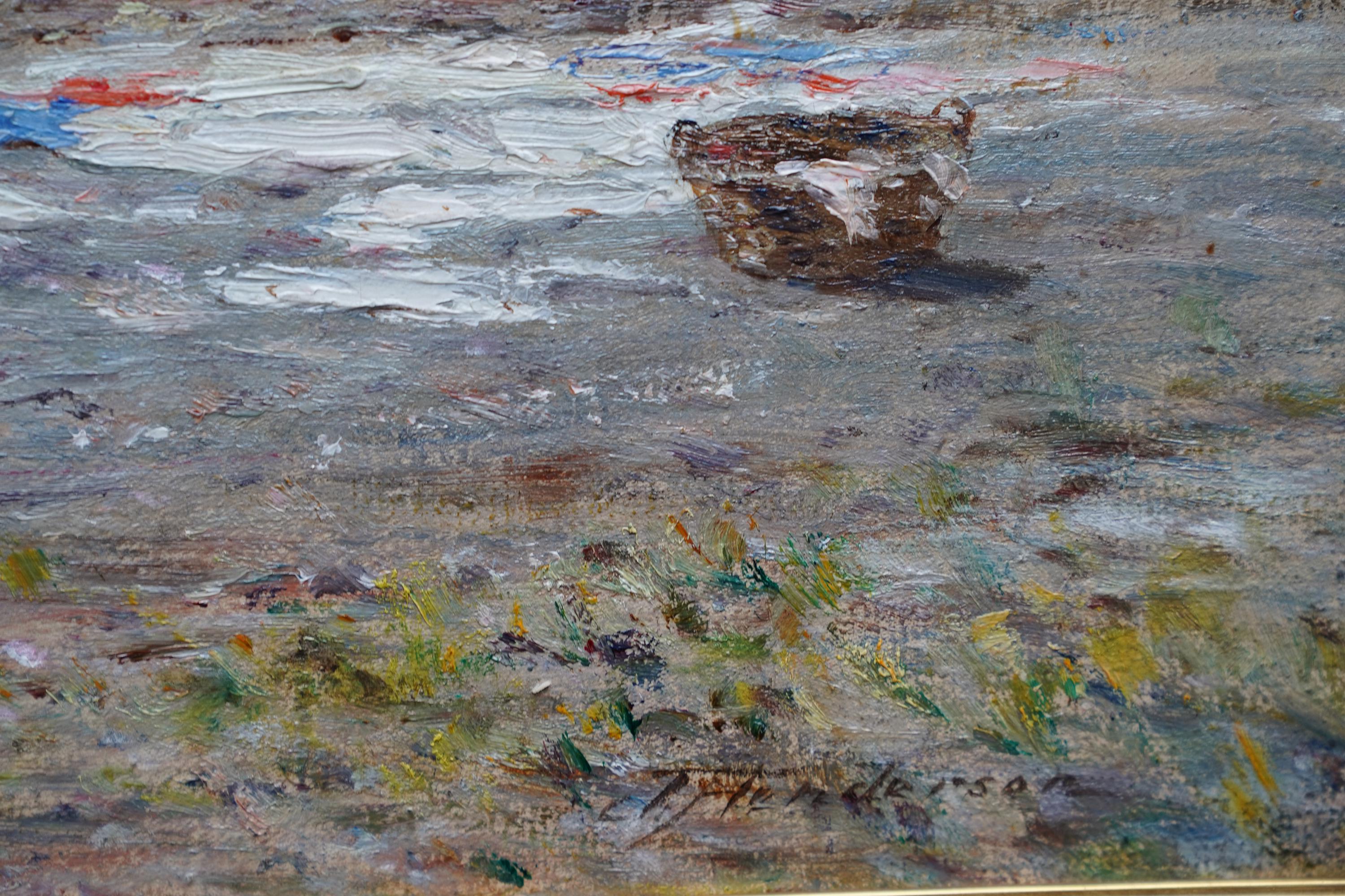 Washing Day in Coastal Landscape - Scottish Victorian Impressionist oil painting For Sale 7