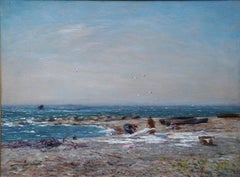 Washing Day in Coastal Landscape - Scottish Victorian Impressionist oil painting