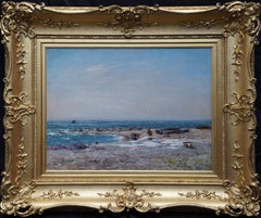 Washing Day in Coastal Landscape - Scottish Victorian Impressionist oil painting