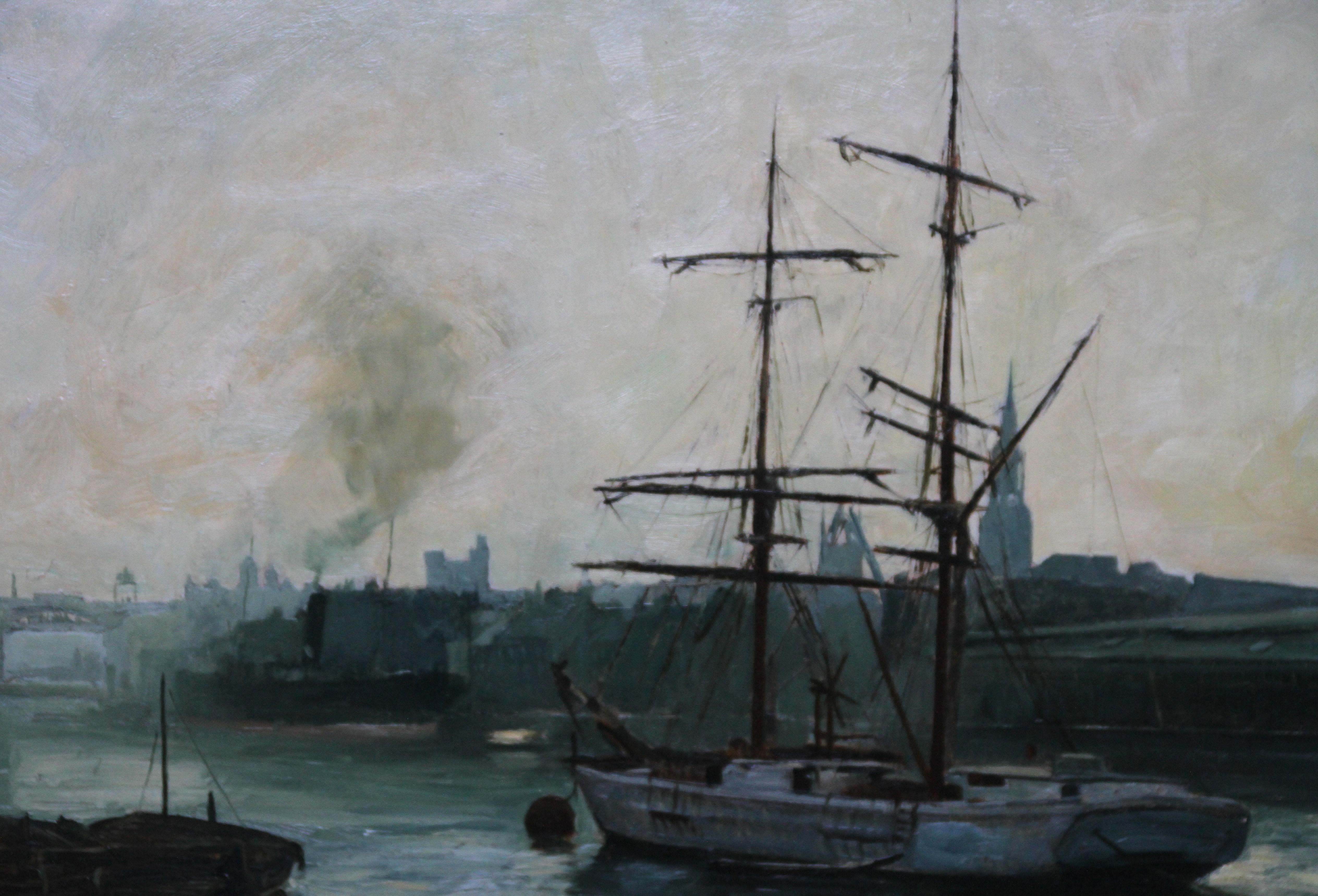 Der Hafen von Newcastle Upon Tyne – Ölgemälde der britischen Meereskunst von 1914 (Realismus), Painting, von Joseph Henry Kirsop