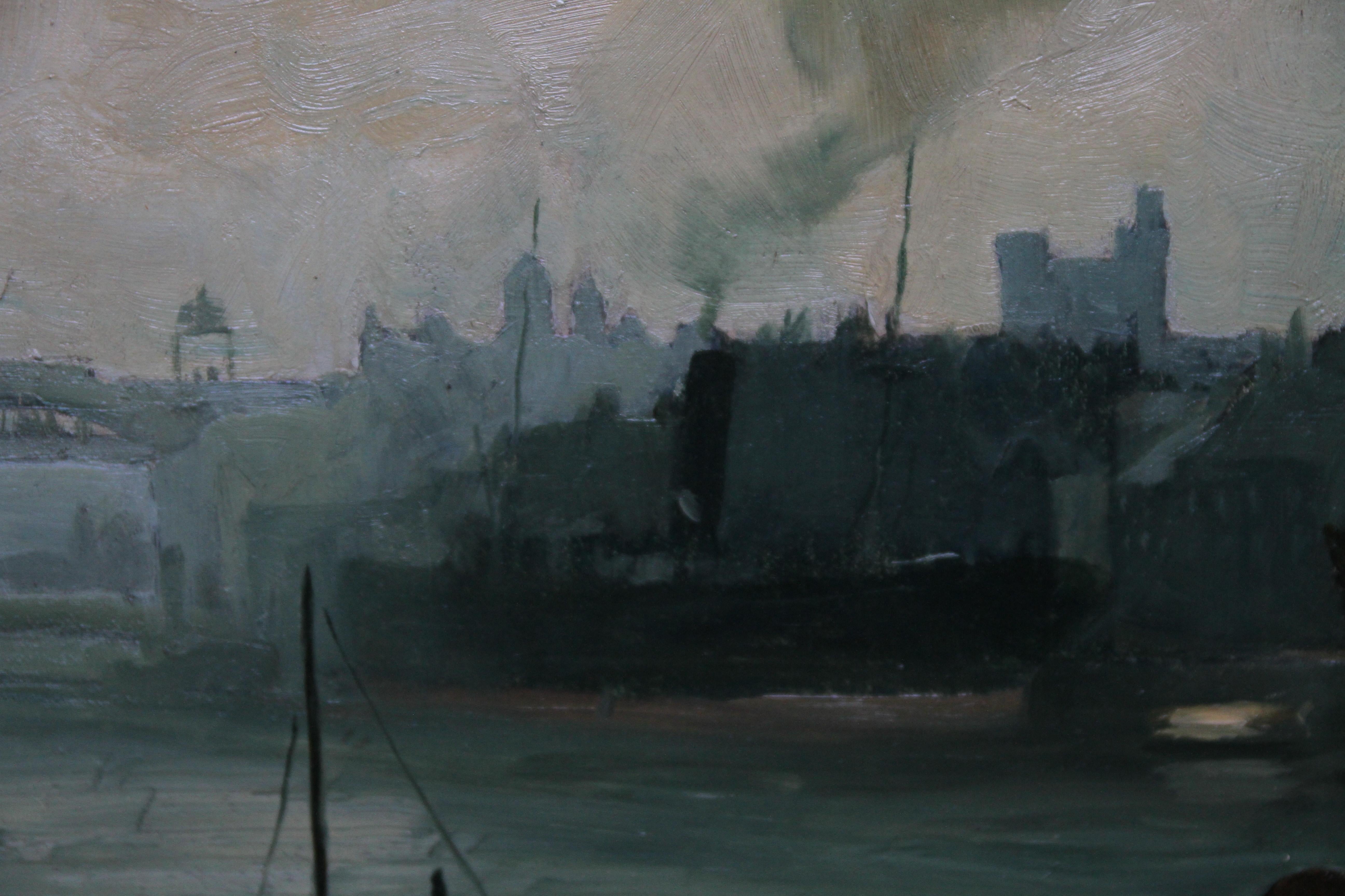 This lovely historically interesting British marine oil painting is by Newcastle artist Joseph Henry Kirsop. Painted in 1914, the location of the painting is the port of Newcastle upon Tyne. A range of boats and ships are depicted and Kirsop has