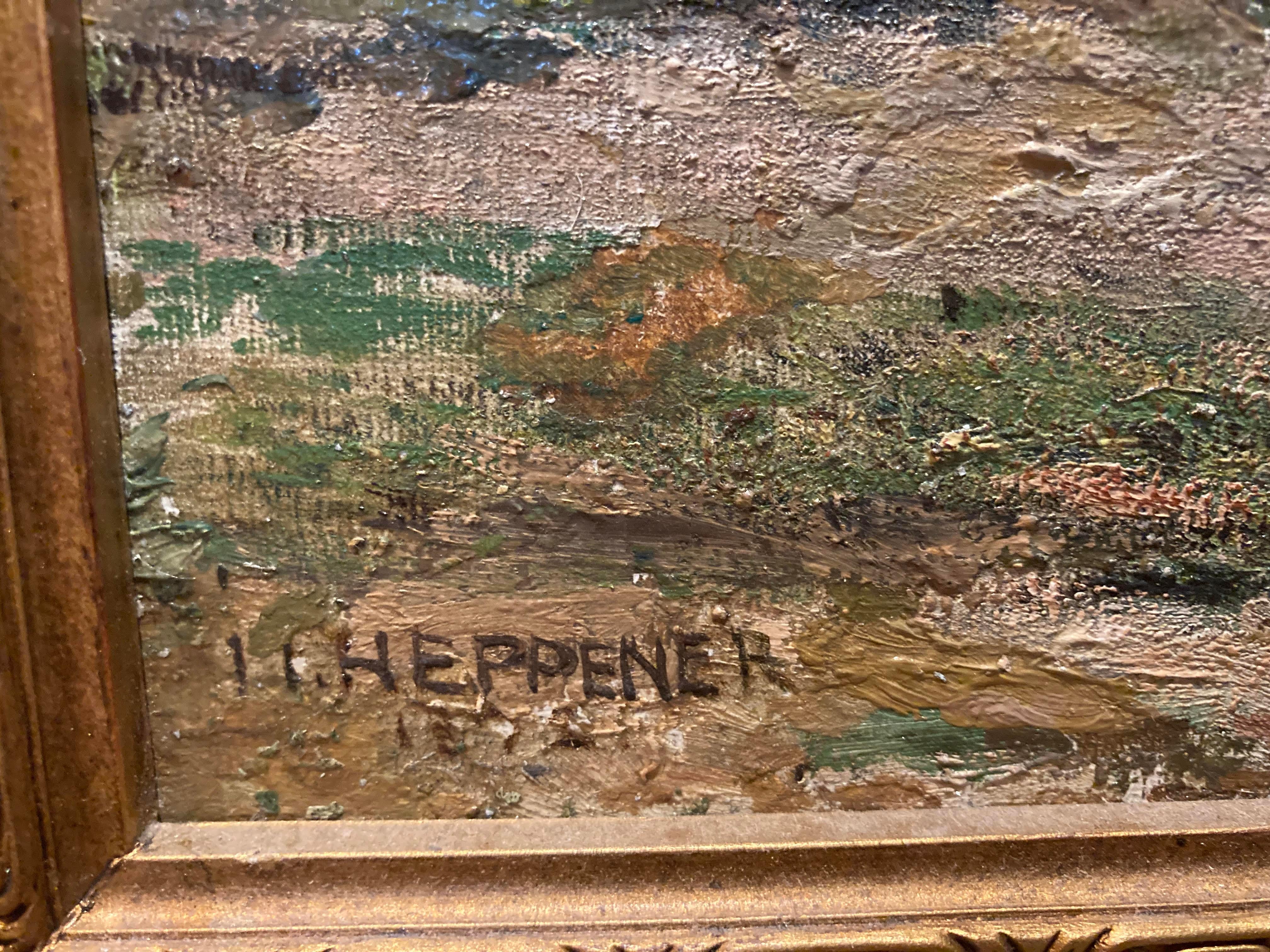 Wash Day (Grand paysage européen raffiné, 1872, superbe détail, huile sur carton) en vente 6