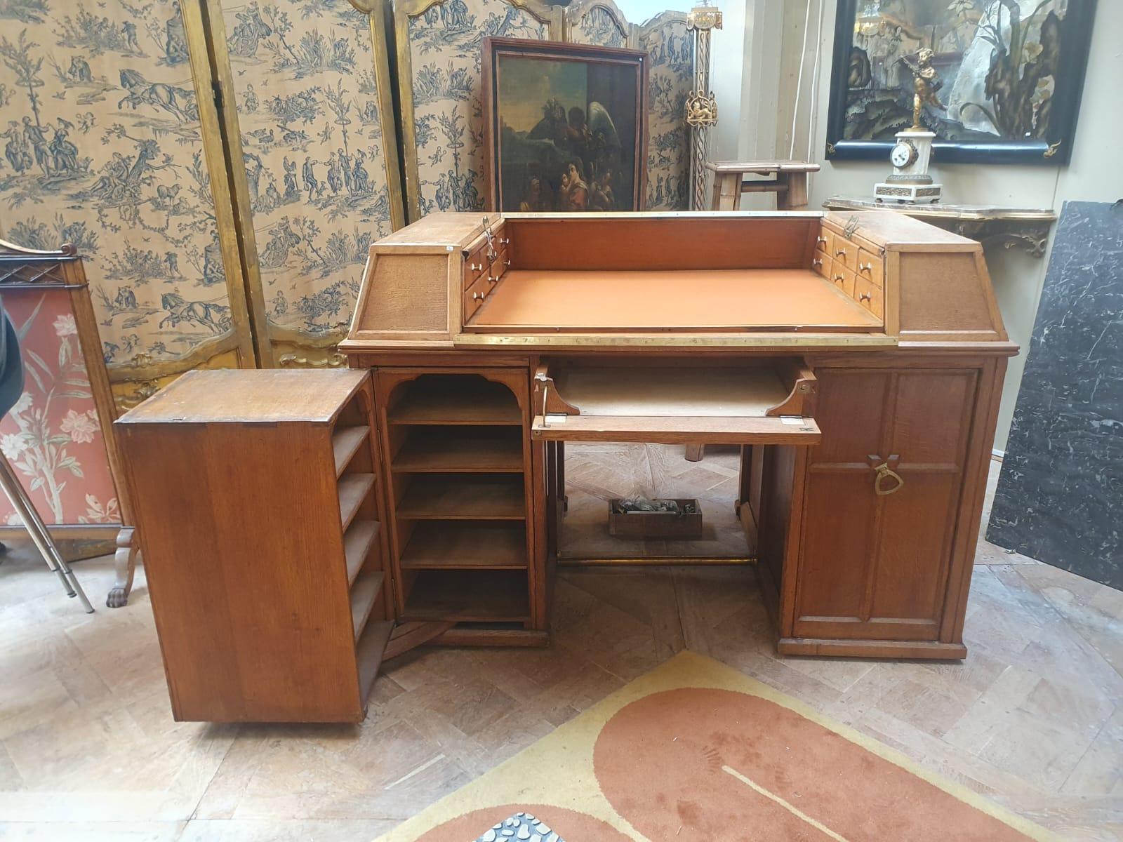 Mid-Century Modern Joseph Heusgens Unique Double-Sided Desk, Belgium  For Sale