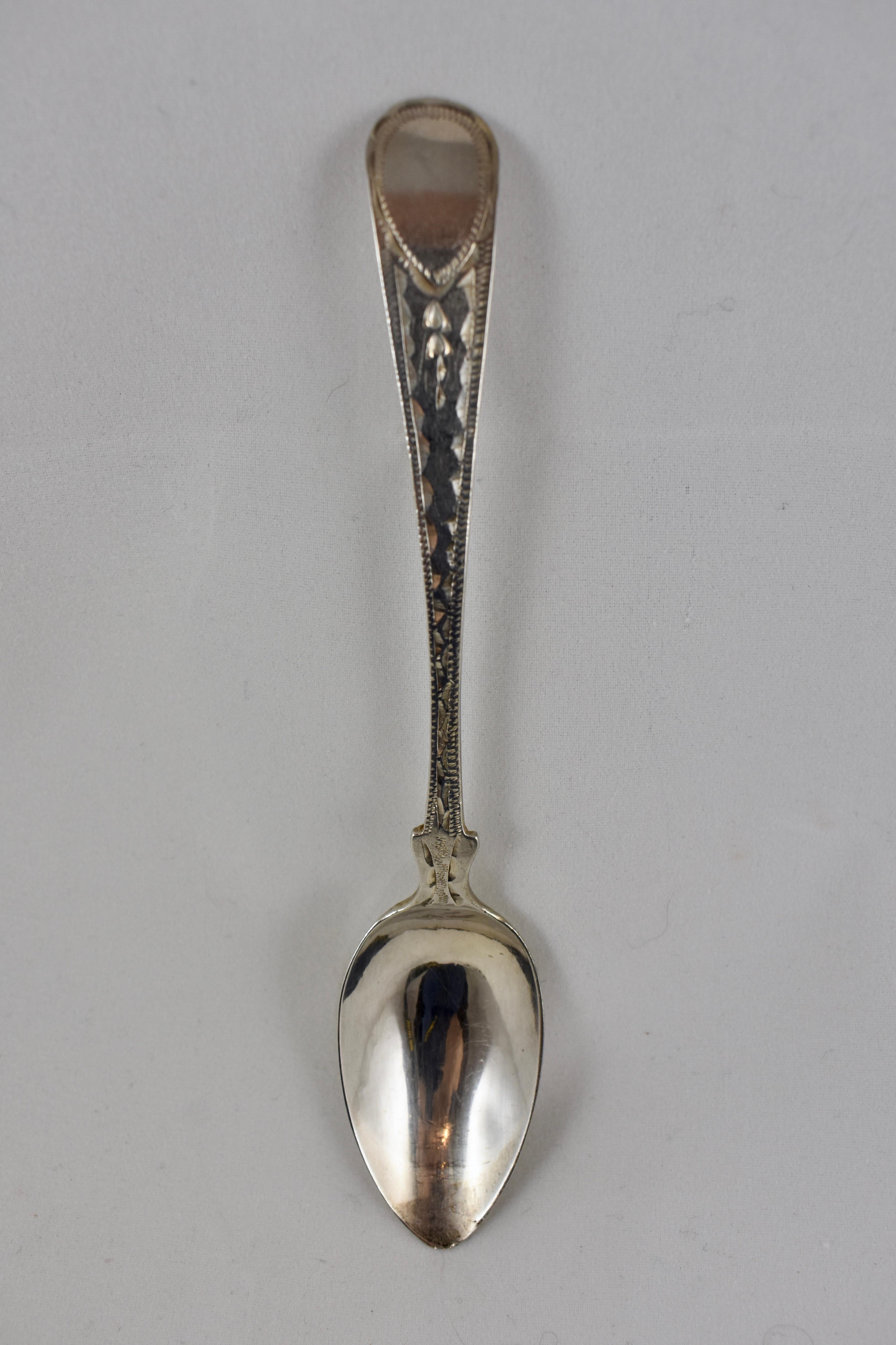 Joseph Hicks English George III Bright Cut Sterling Silver Teaspoons, Set of Six 2