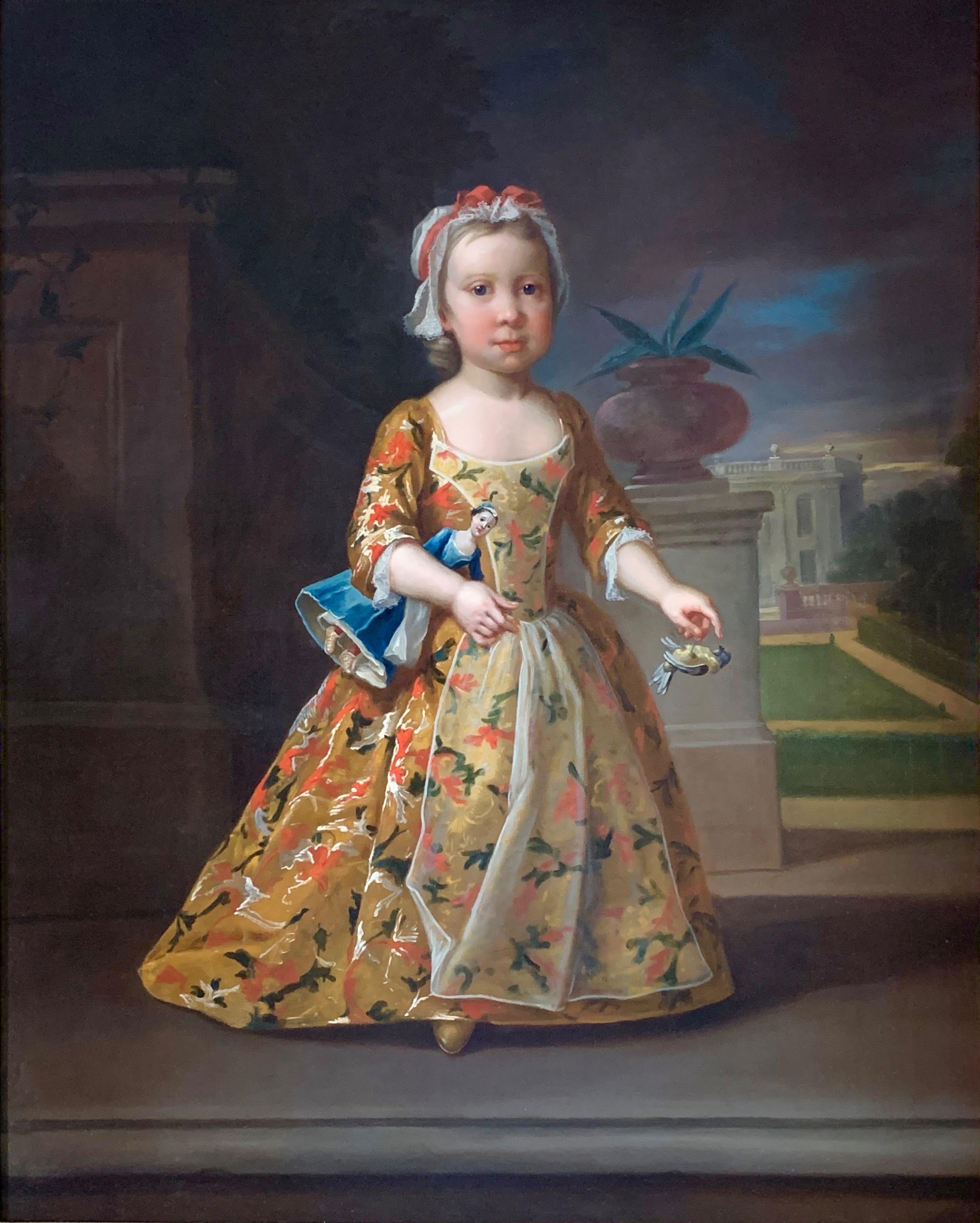 18th Century English Portrait of a Girl and Doll  (circle of J. Highmore) - Painting by Joseph Highmore