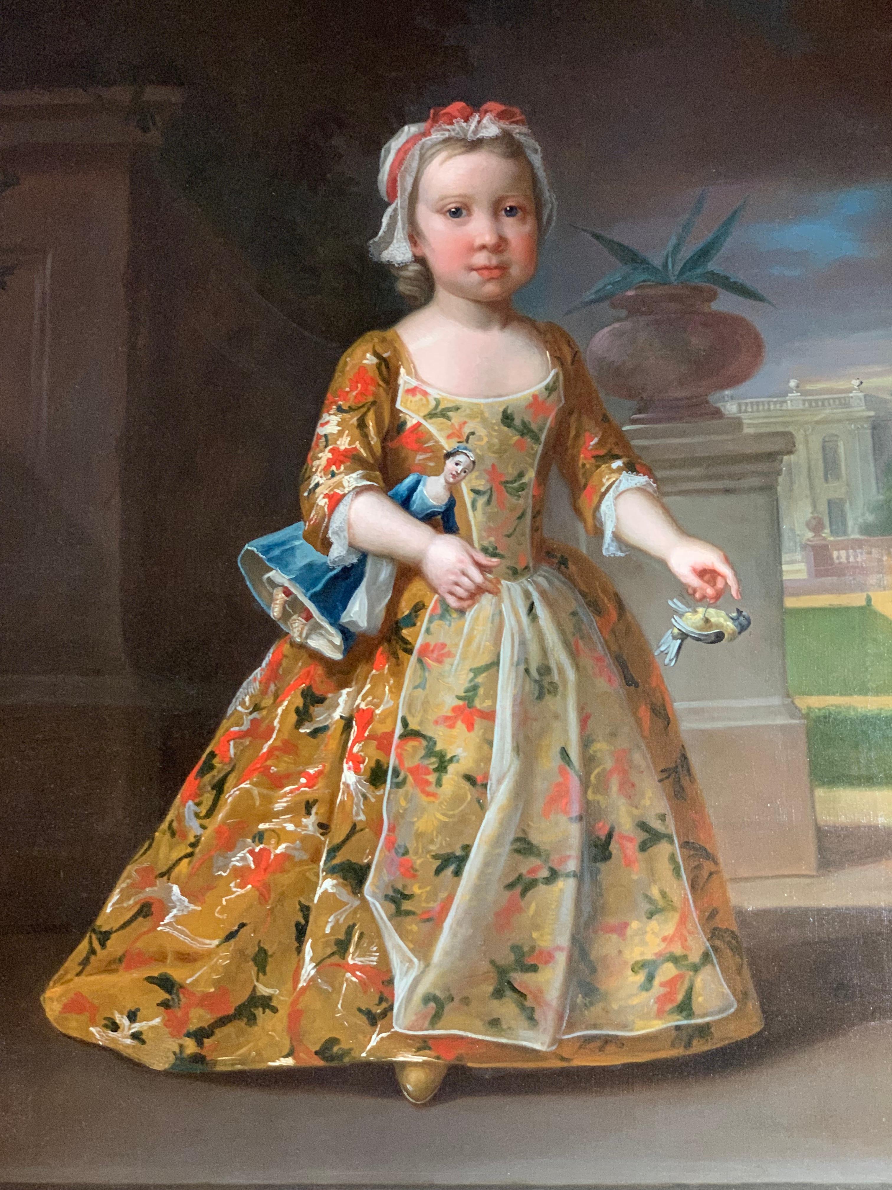 Joseph Highmore Interior Painting - 18th Century English Portrait of a Girl and Doll  (circle of J. Highmore)