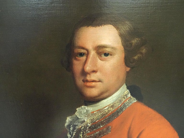 Portrait of a gentleman, wearing a red coat  - Old Masters Painting by Joseph Highmore
