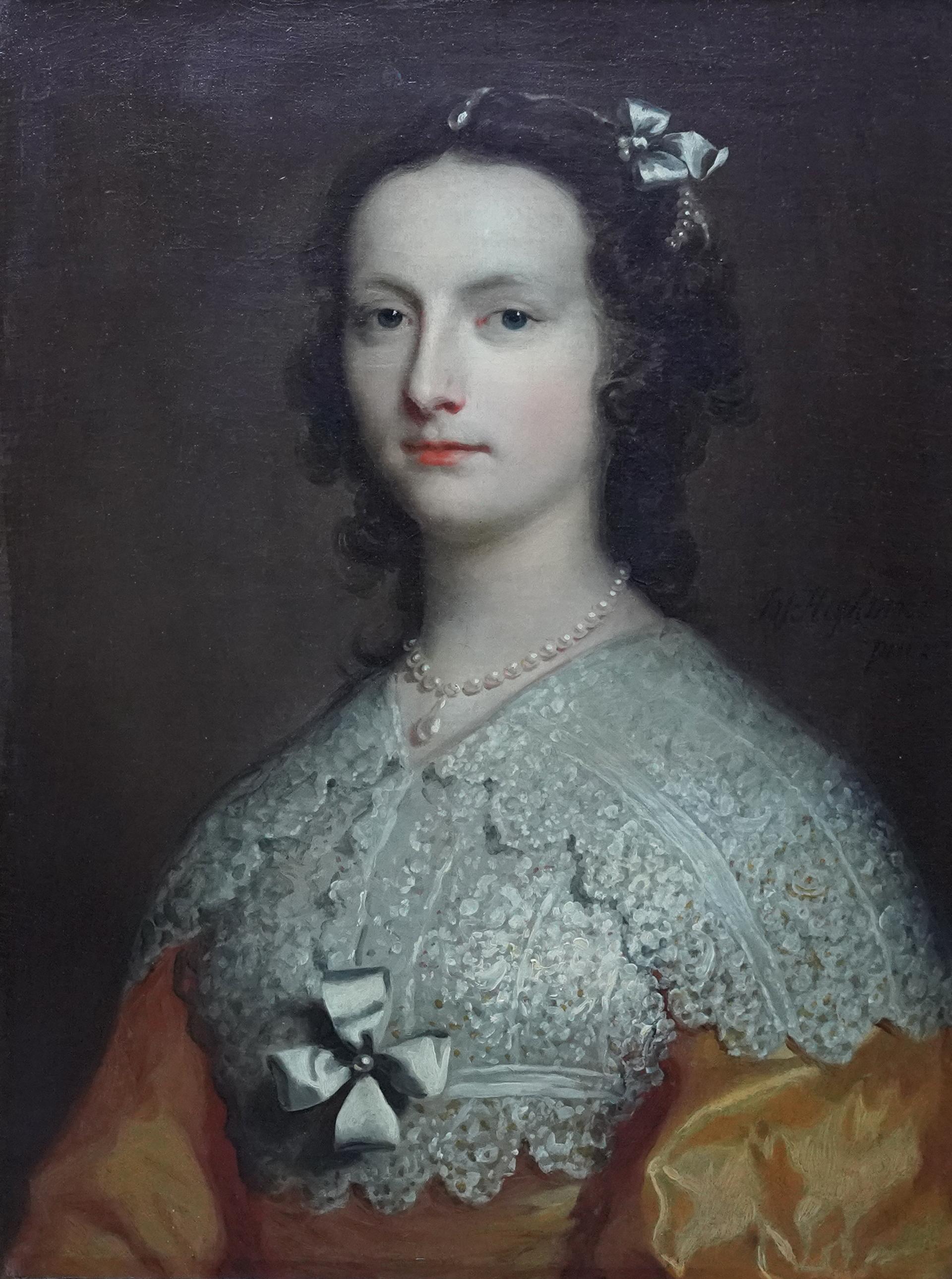 Portrait of Elizabeth Banks - British 18th Century art Old Master oil painting For Sale 3