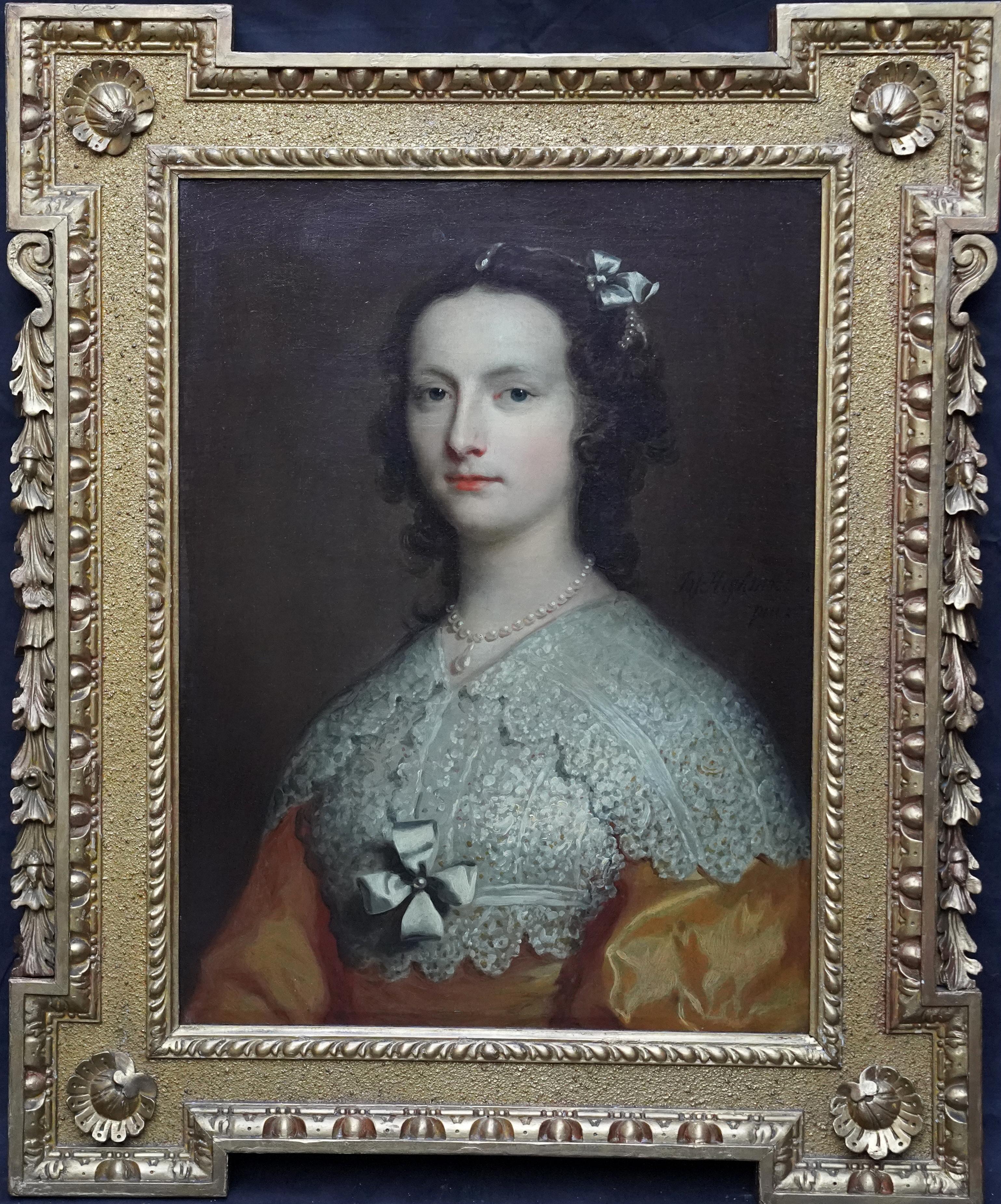 Portrait of Elizabeth Banks - British 18th Century art Old Master oil painting For Sale 4