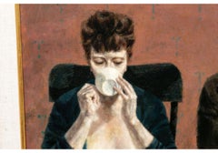 Joseph Hirsch Oil on Canvas, Scene with Semi Nude Female F