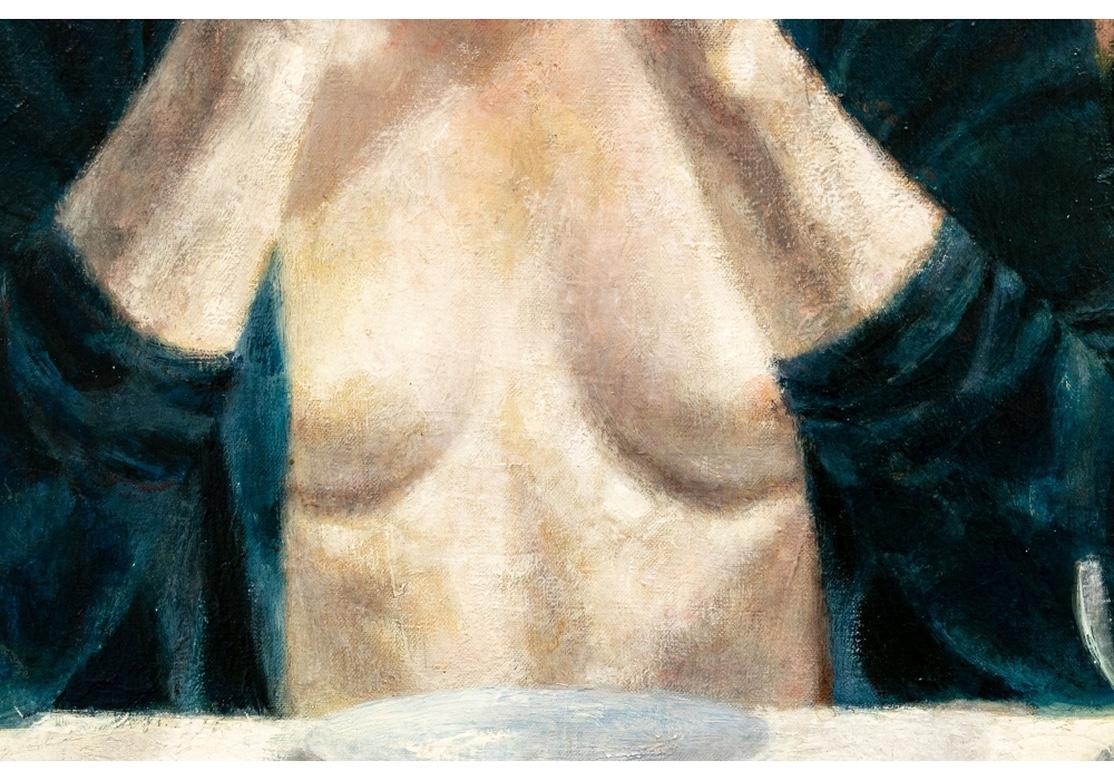 Joseph Hirsch Oil on Canvas, Scene with Semi Nude Female F In Good Condition For Sale In Bridgeport, CT