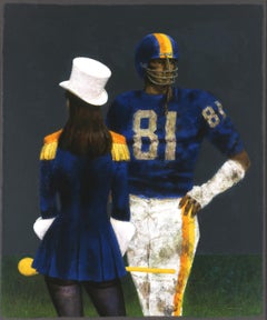 Vintage Couple in Blue, 1981, High School Football Player, Cheerleader
