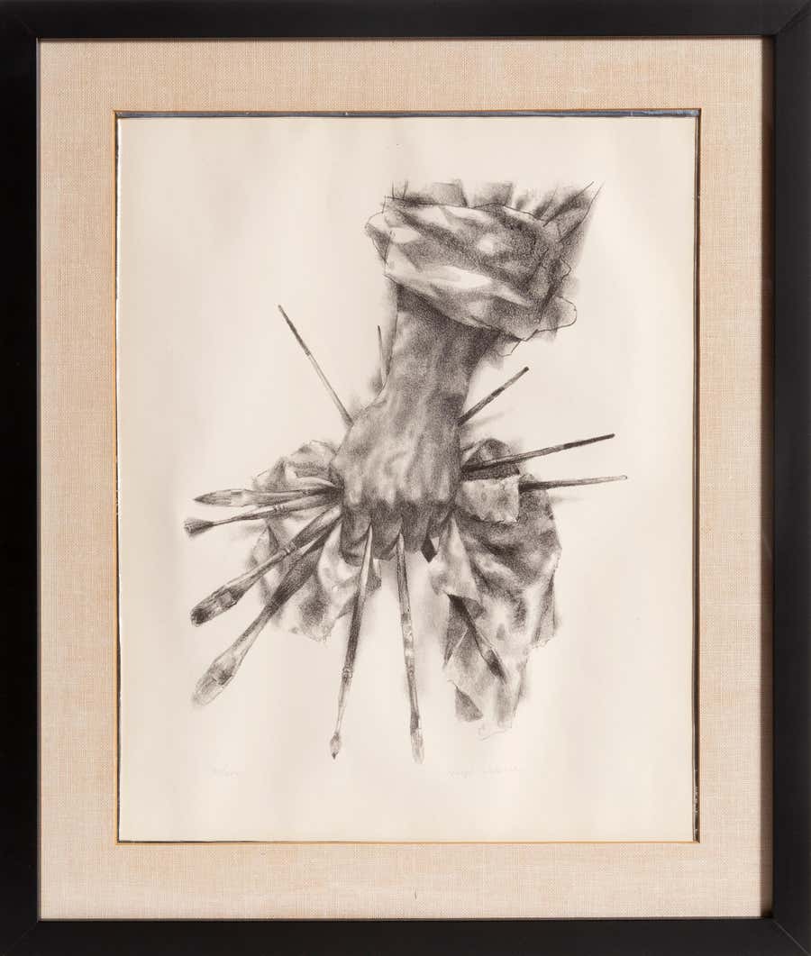 Artist's Hand, Framed Realist Lithograph by Joseph Hirsch