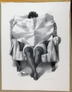 Lithographie originale de Joseph Hirsch, signée au crayon, 1961, « Coffee »