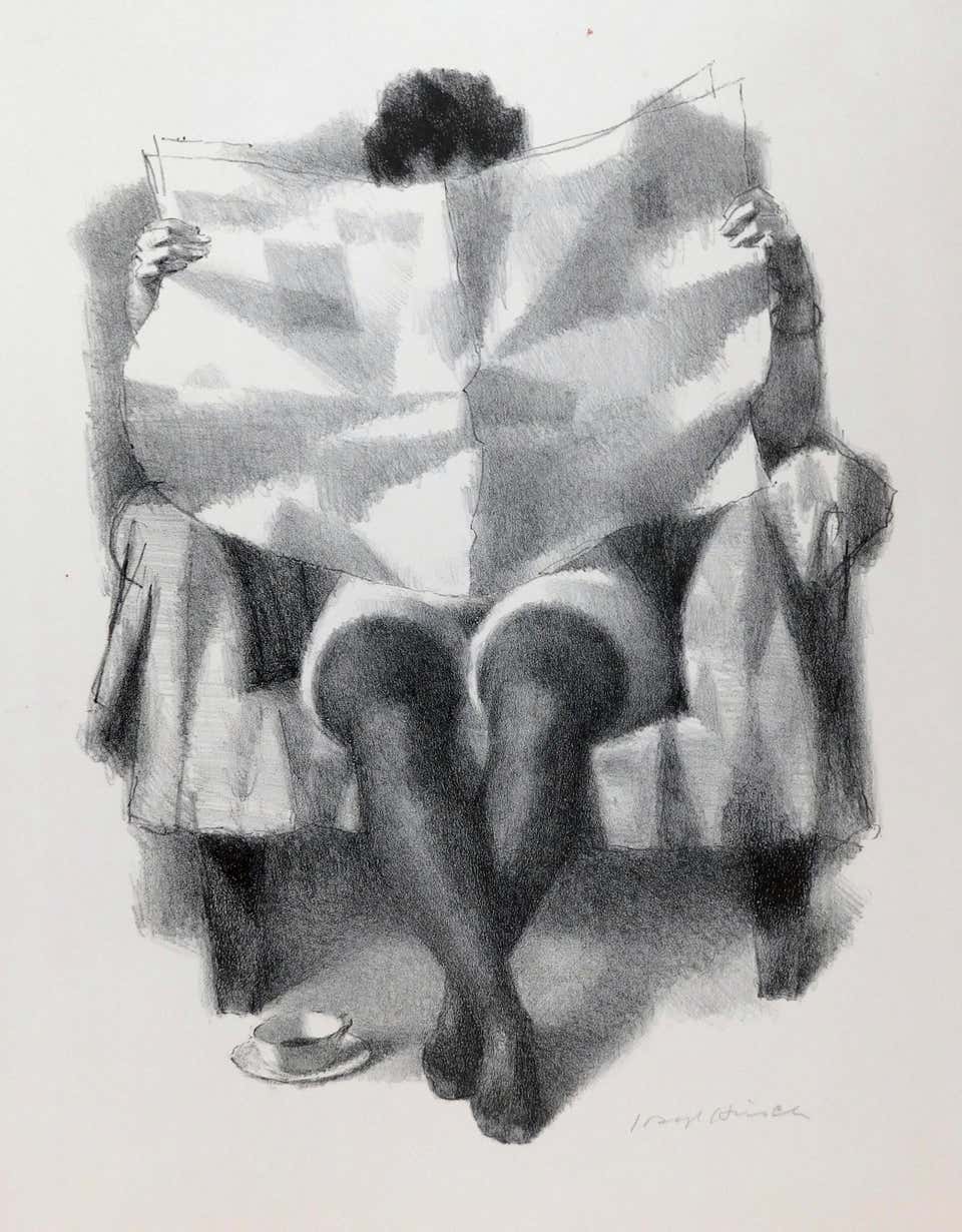 Joseph Hirsch Original Lithograph, Pencil Signed, 1961, "Coffee"