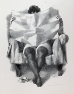 Joseph Hirsch Original Lithograph, Pencil Signed, 1961, "Coffee"
