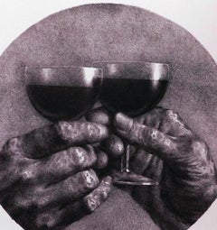 Original Lithographie von Joseph Hirsch, signiert mit Bleistift – Der Toast