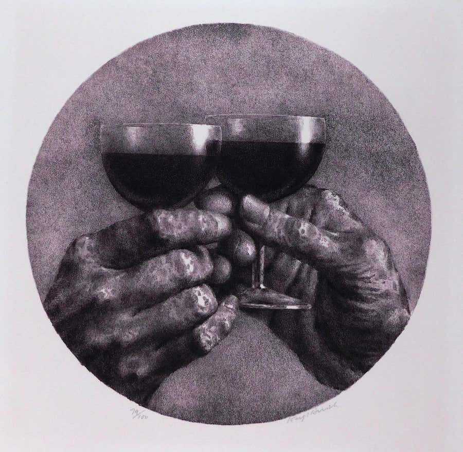 Joseph Hirsch Original Lithograph Signed in Pencil - The Toast