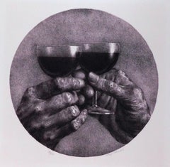 Vintage Joseph Hirsch Original Lithograph Signed in Pencil - The Toast