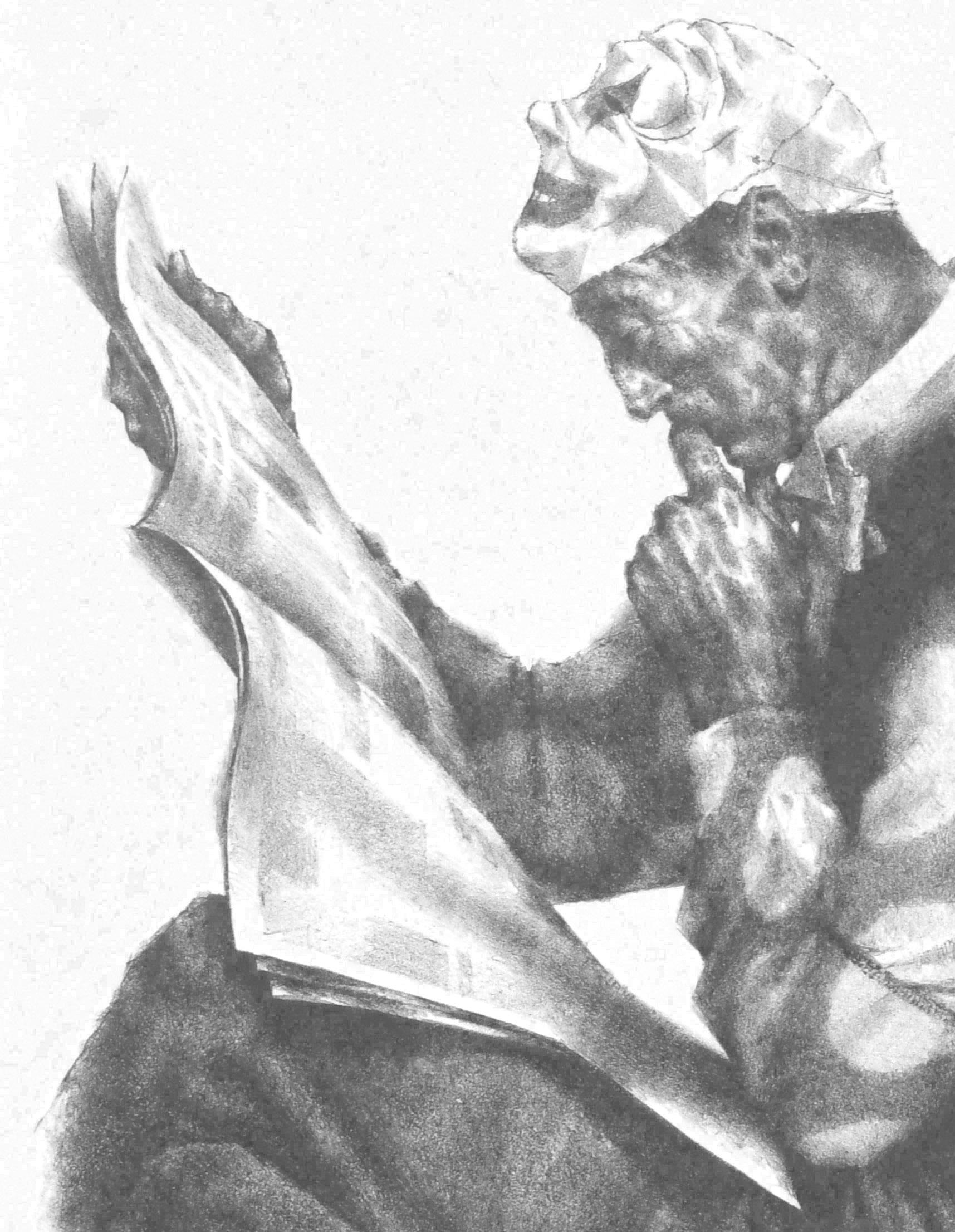Man with Mask - American Modern Print by Joseph Hirsch