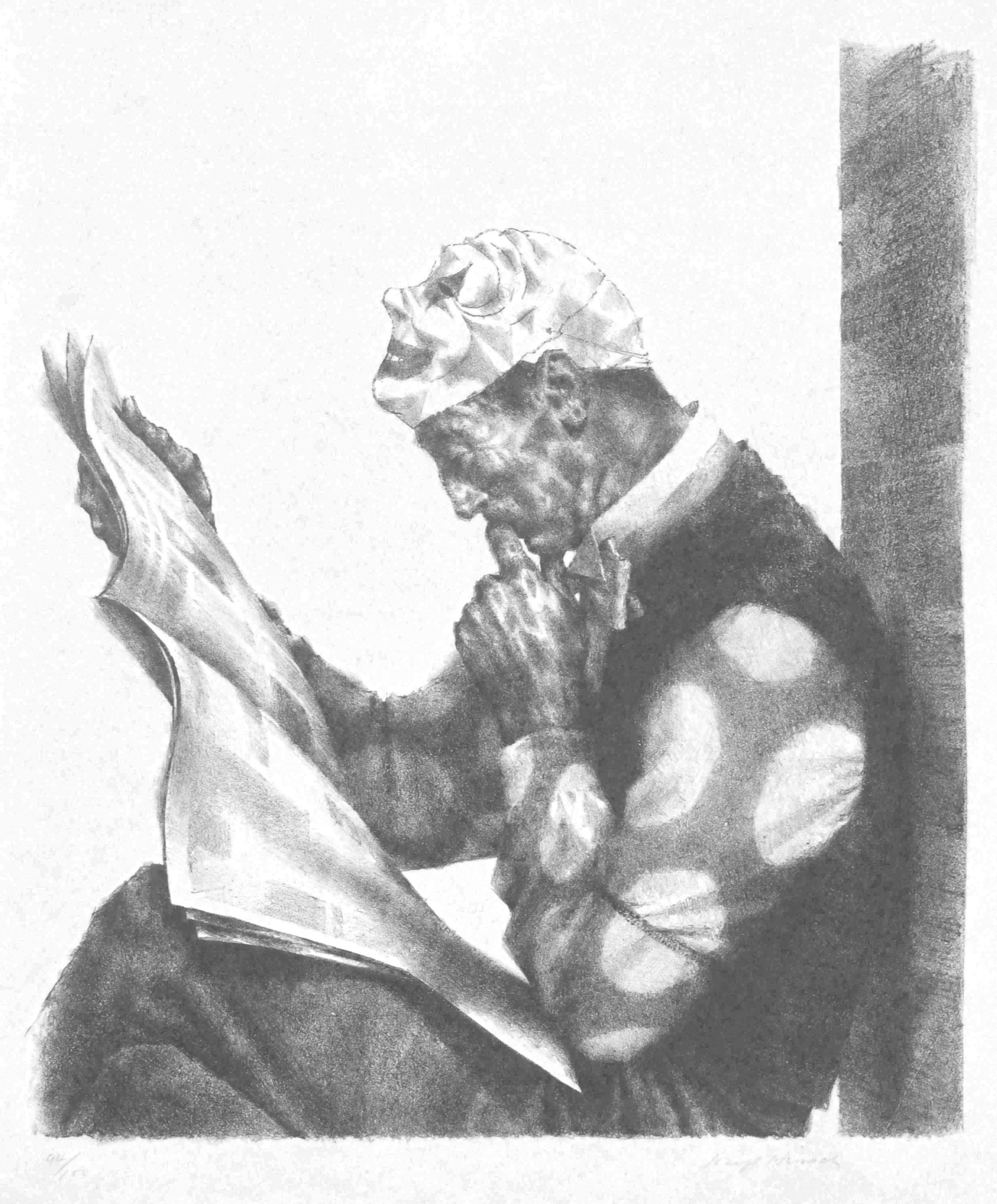 Joseph Hirsch Figurative Print - Man with Mask