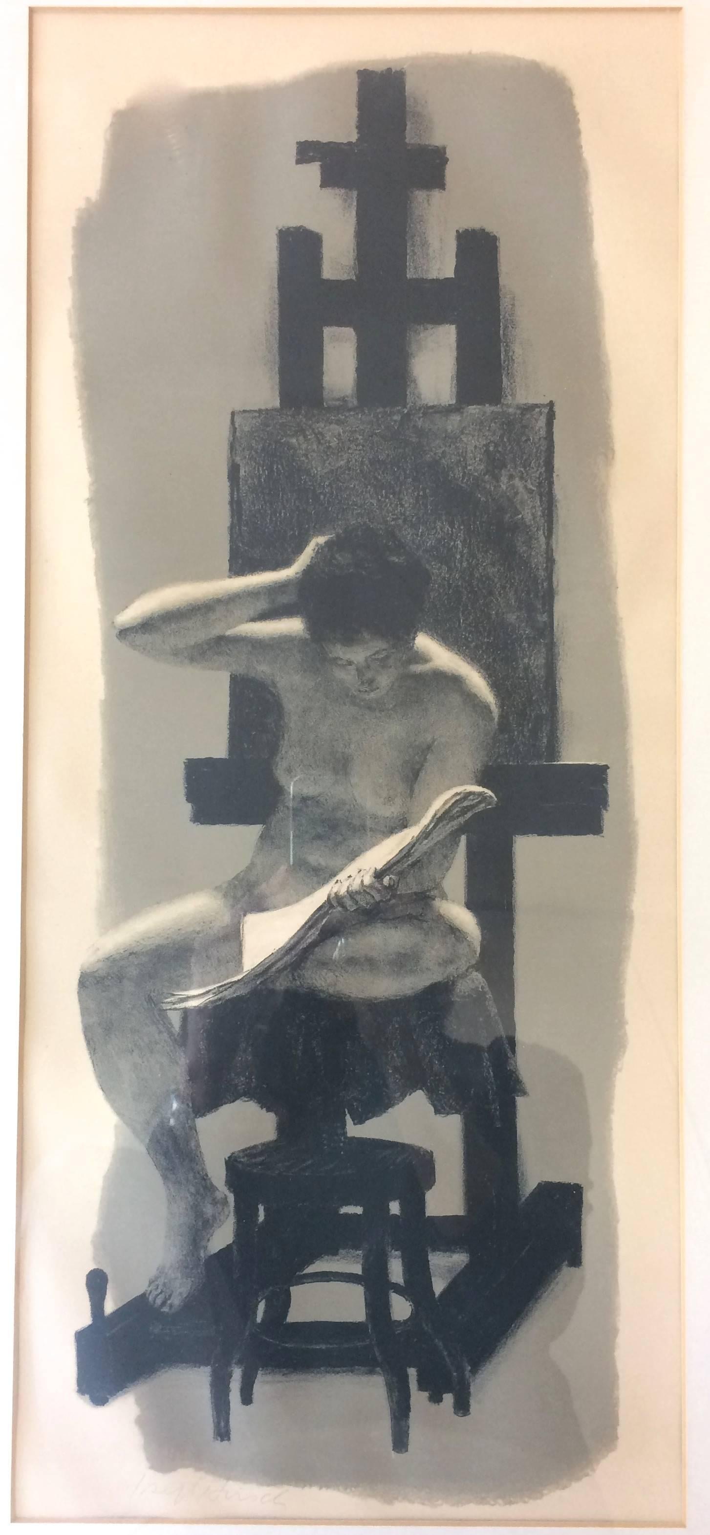 Nude Model Reading  - Print by Joseph Hirsch