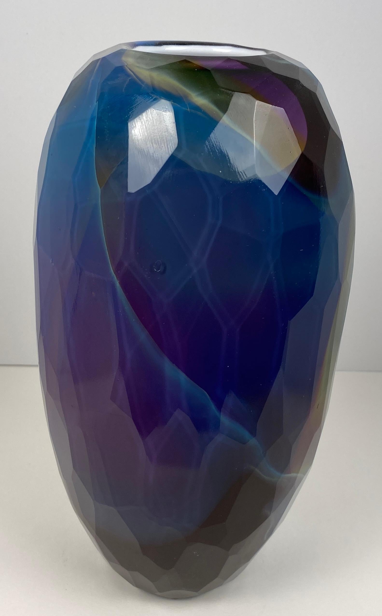 Mid-Century Modern Joseph Hobbs Art Glass Flower Vase For Sale