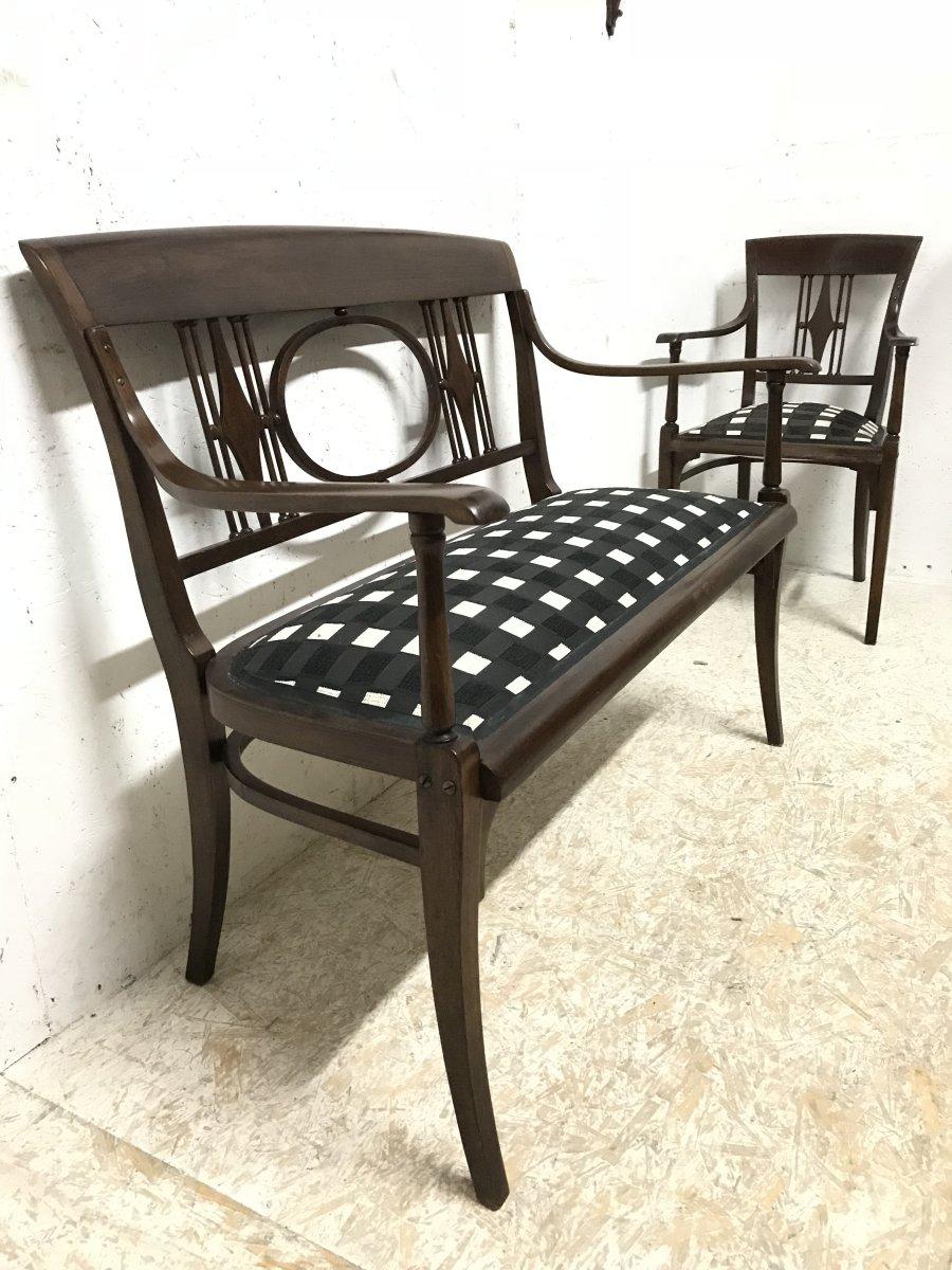 Joseph Hoffmann in the Style of a Secessionist Five-Piece Bentwood Salon Set For Sale 2