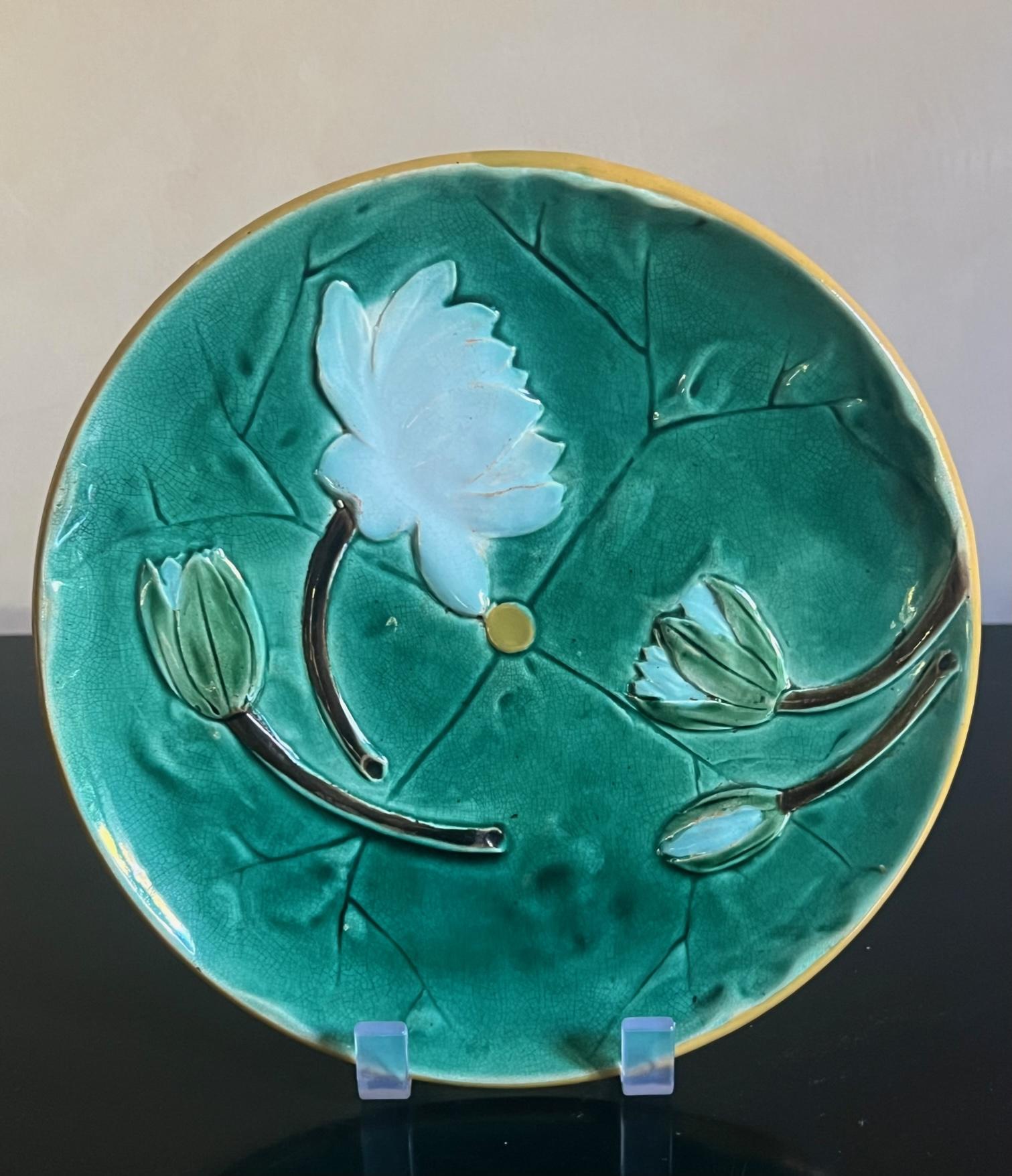 Joseph Holdcraft Majolica Pond Lily Plate, C. 1885 For Sale 3